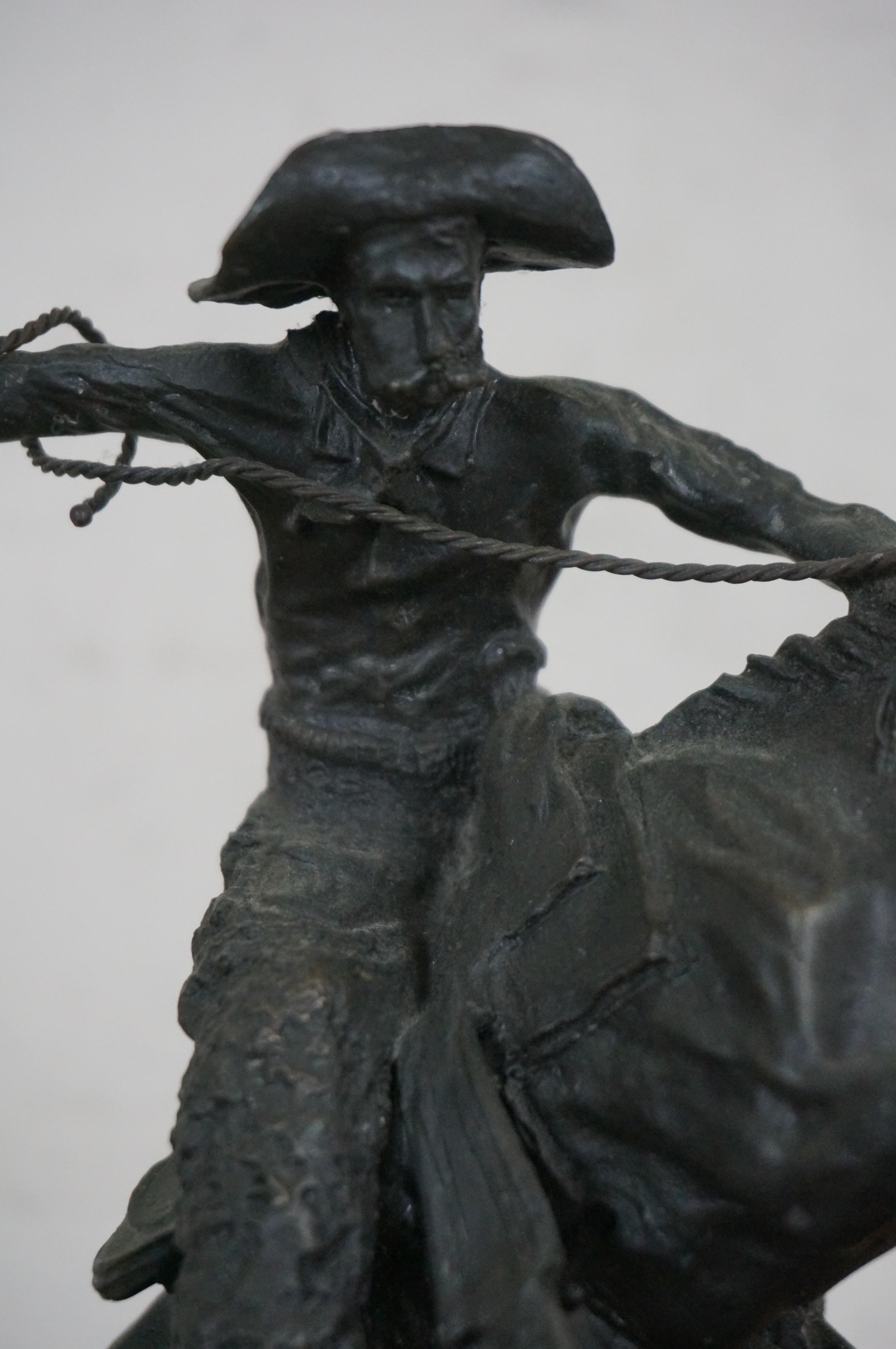 Frederic Remington Bronze Wooly Chaps Bronco Buster Figurine Sculpture 10
