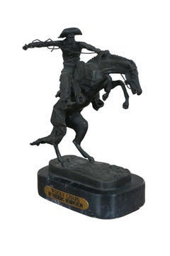 Frederic Remington Bronze Wooly Chaps Bronco Buster Figurine Sculpture 10"