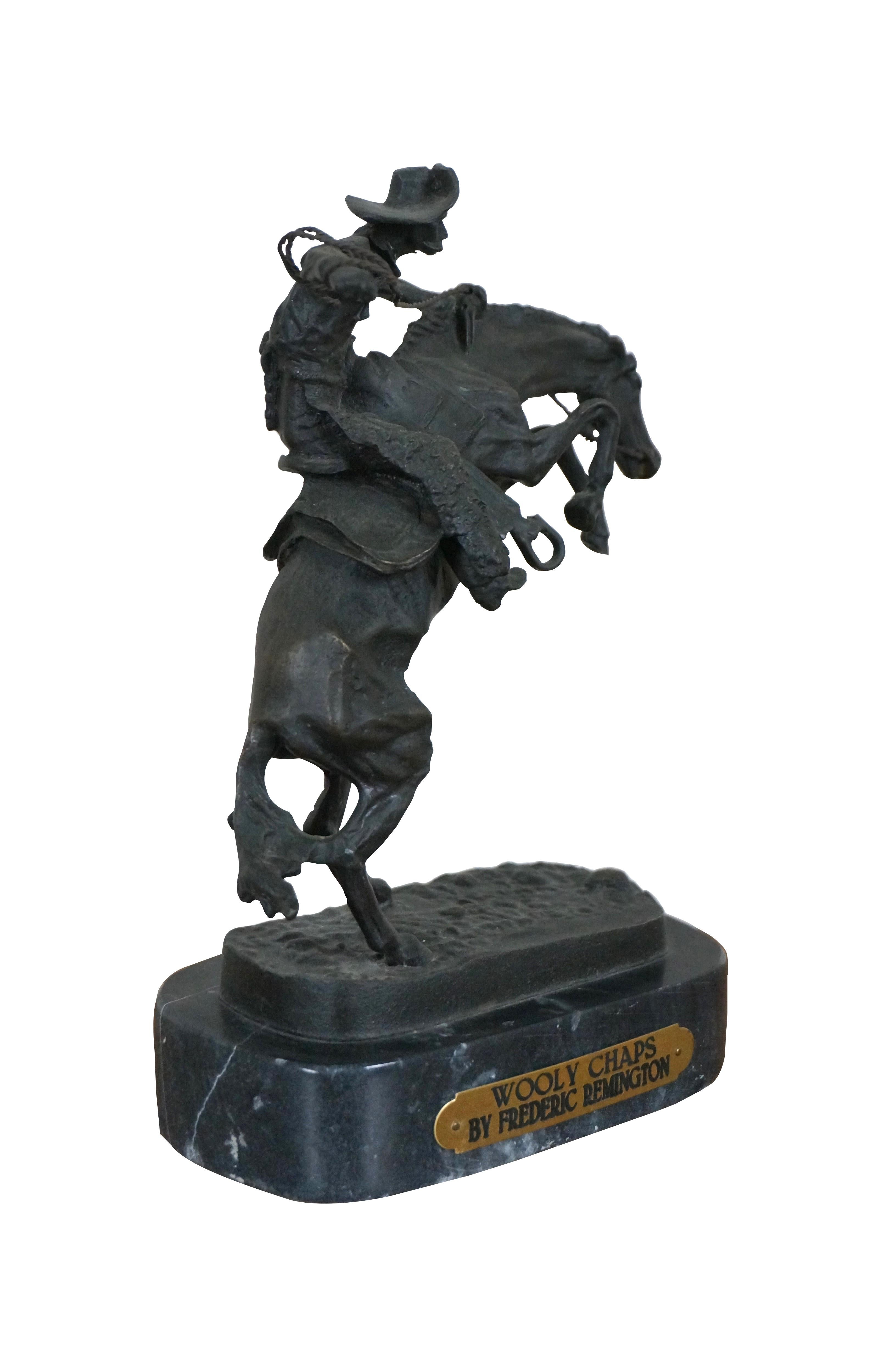 American Classical Frederic Remington Bronze Wooly Chaps Bronco Buster Figurine Sculpture 10