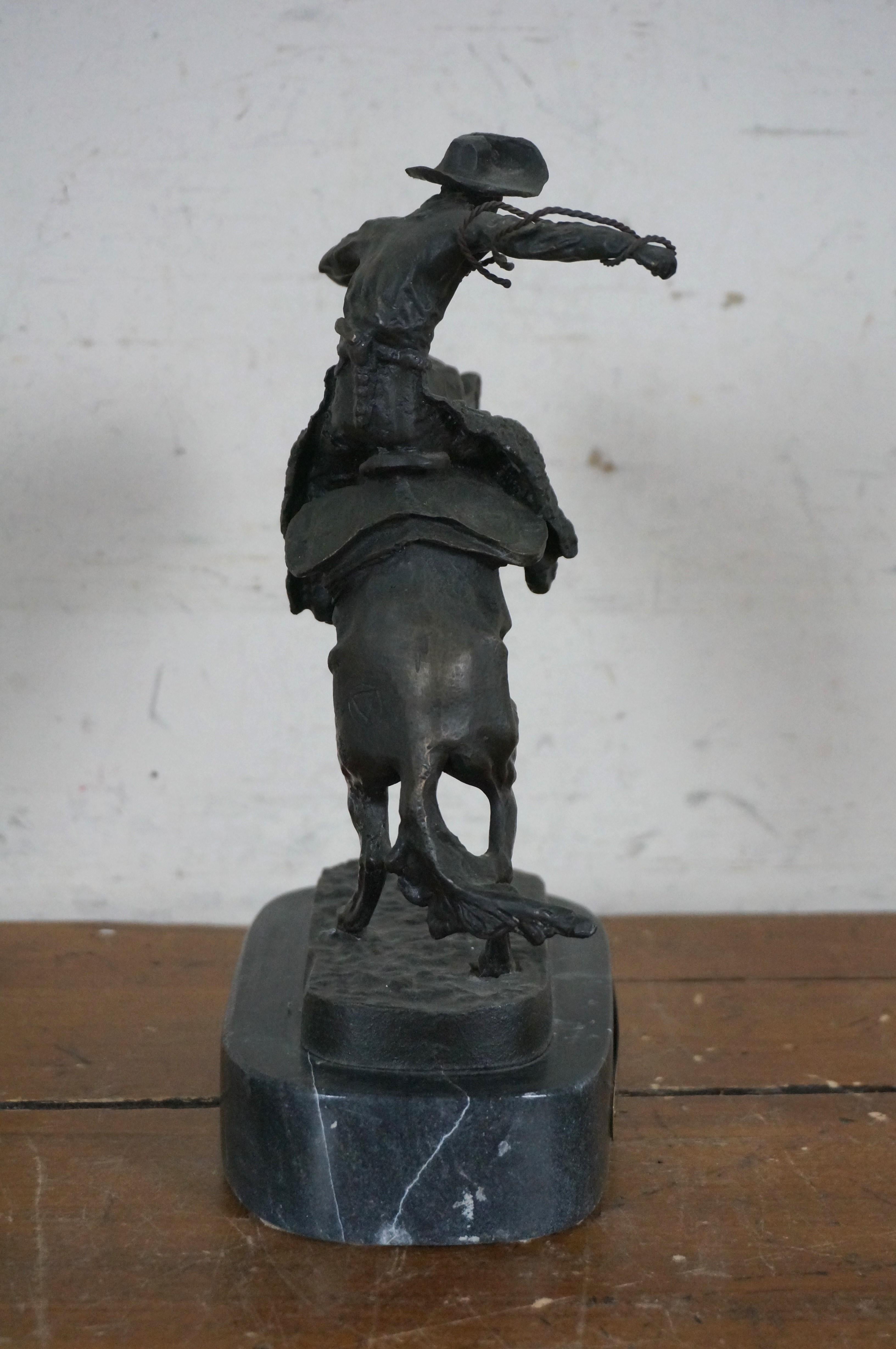 Frederic Remington Bronze Wooly Chaps Bronco Buster Figurine Sculpture 10