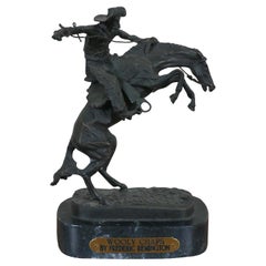 Frederic Remington Bronze Wooly Chaps Bronco Buster Figurine Sculpture 10"