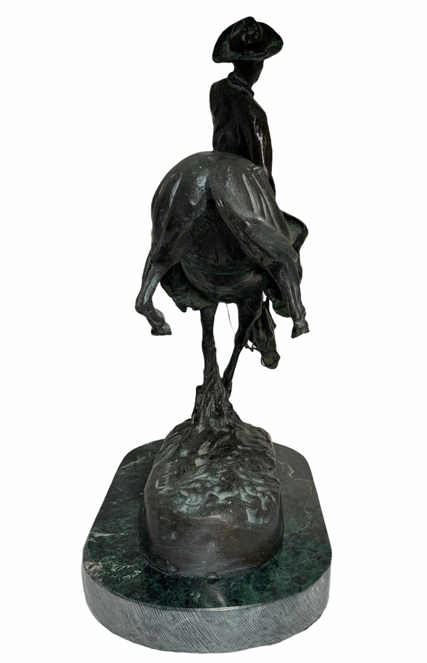 Cast Frederic Remington Patinated Bronze Sculpture “The Outlaw”