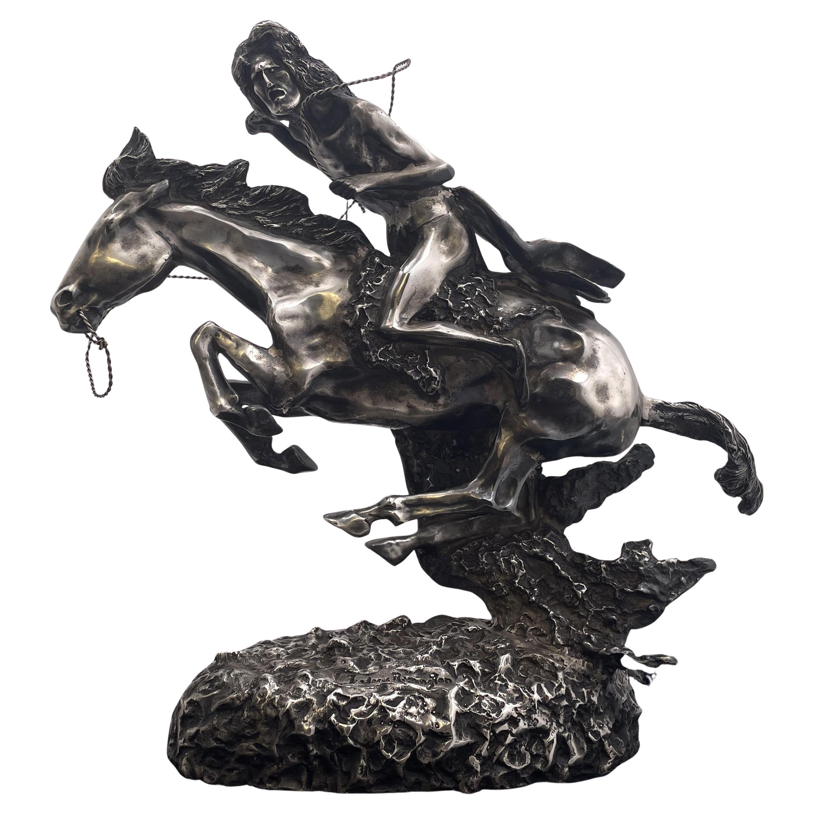 Frederic Remington Rare Sterling Silver "Cheyenne" Sculpture Limited Edition For Sale
