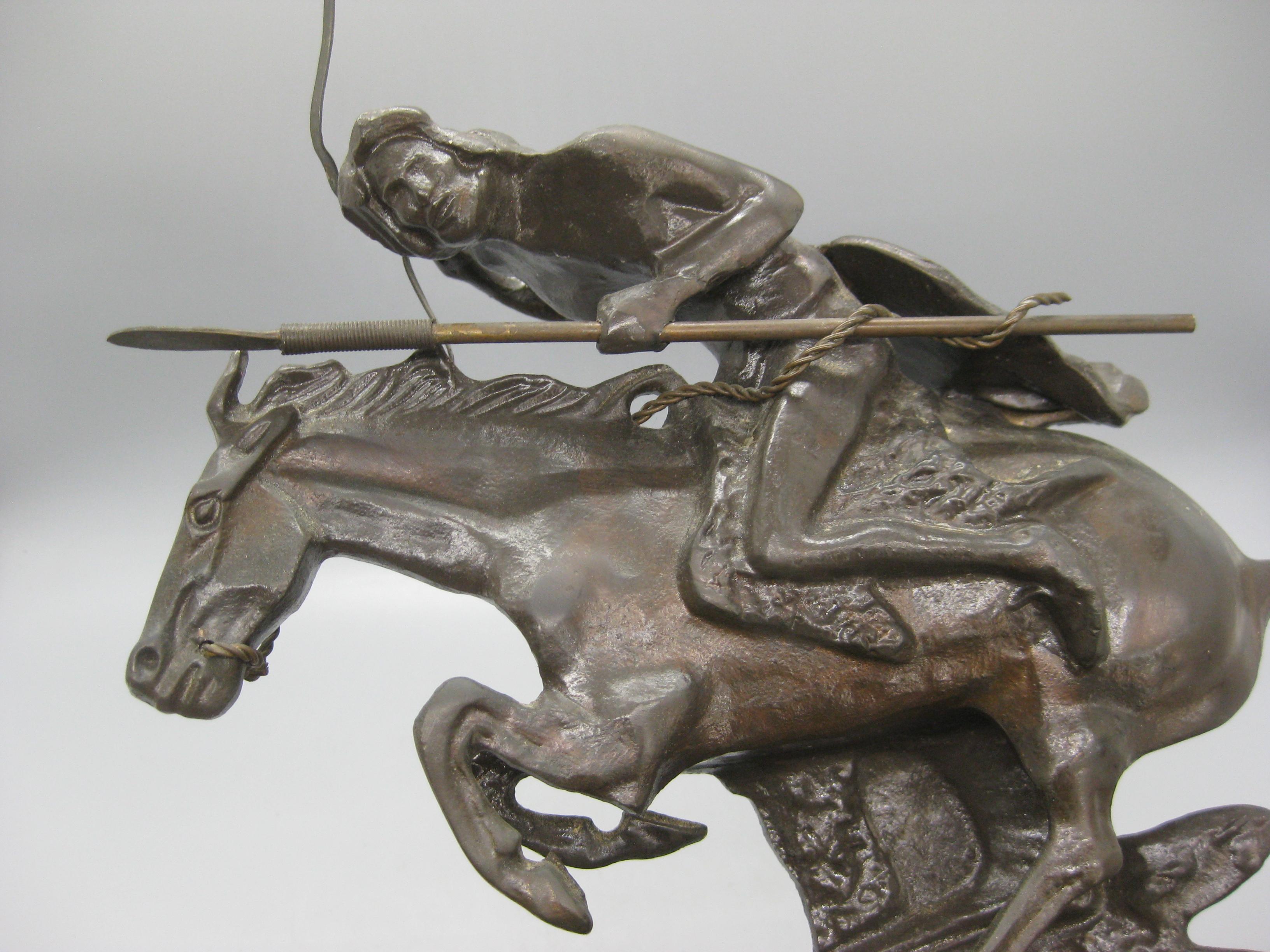 Frederic Remington Restrike Bronze Cheyenne Indian Warrior Sculpture Statue 8