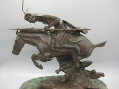 Frederic Remington Restrike Bronze Cheyenne Indian Warrior Sculpture Statue