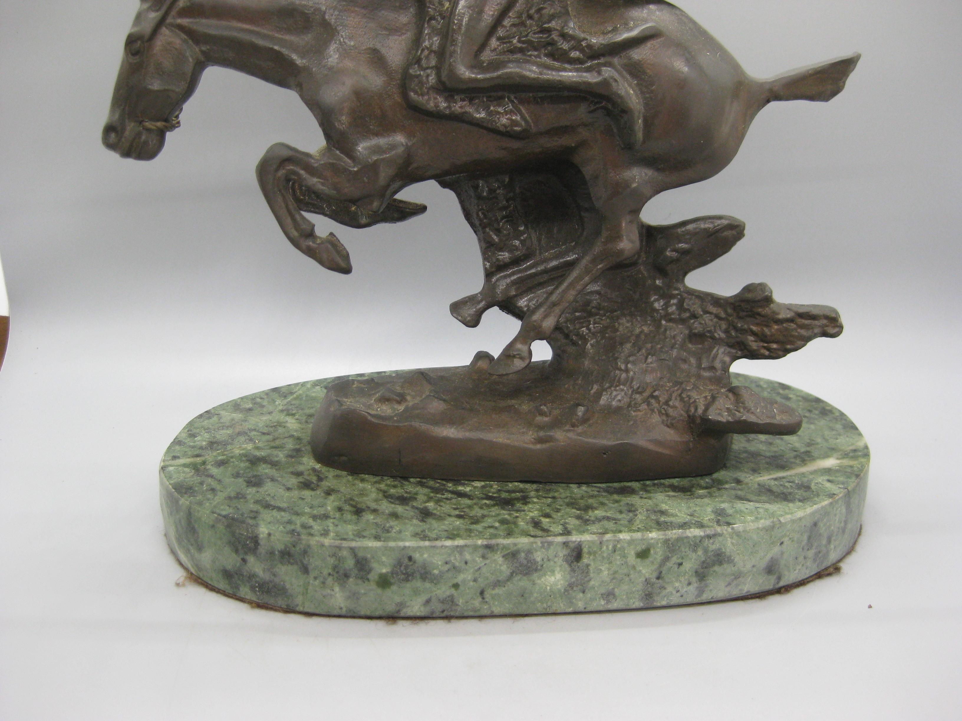 American Frederic Remington Restrike Bronze Cheyenne Indian Warrior Sculpture Statue