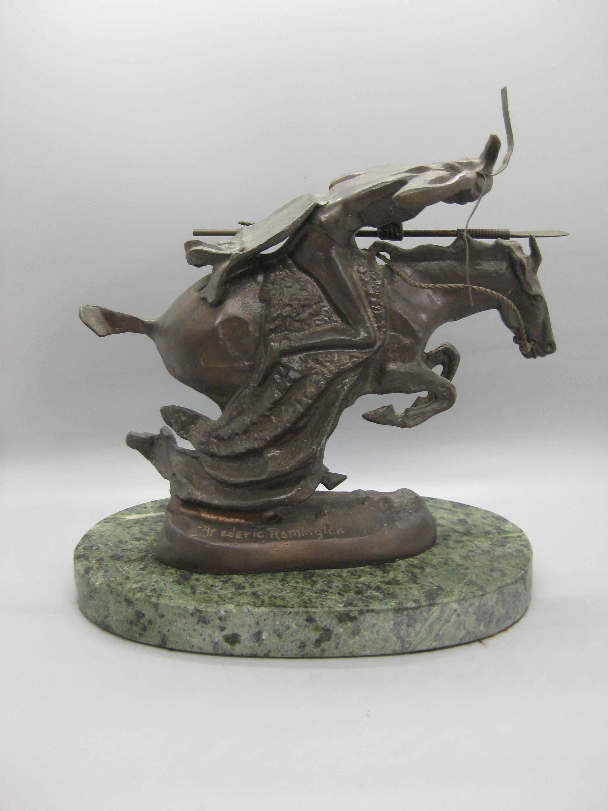Frederic Remington Restrike Bronze Cheyenne Indian Warrior Sculpture Statue 1