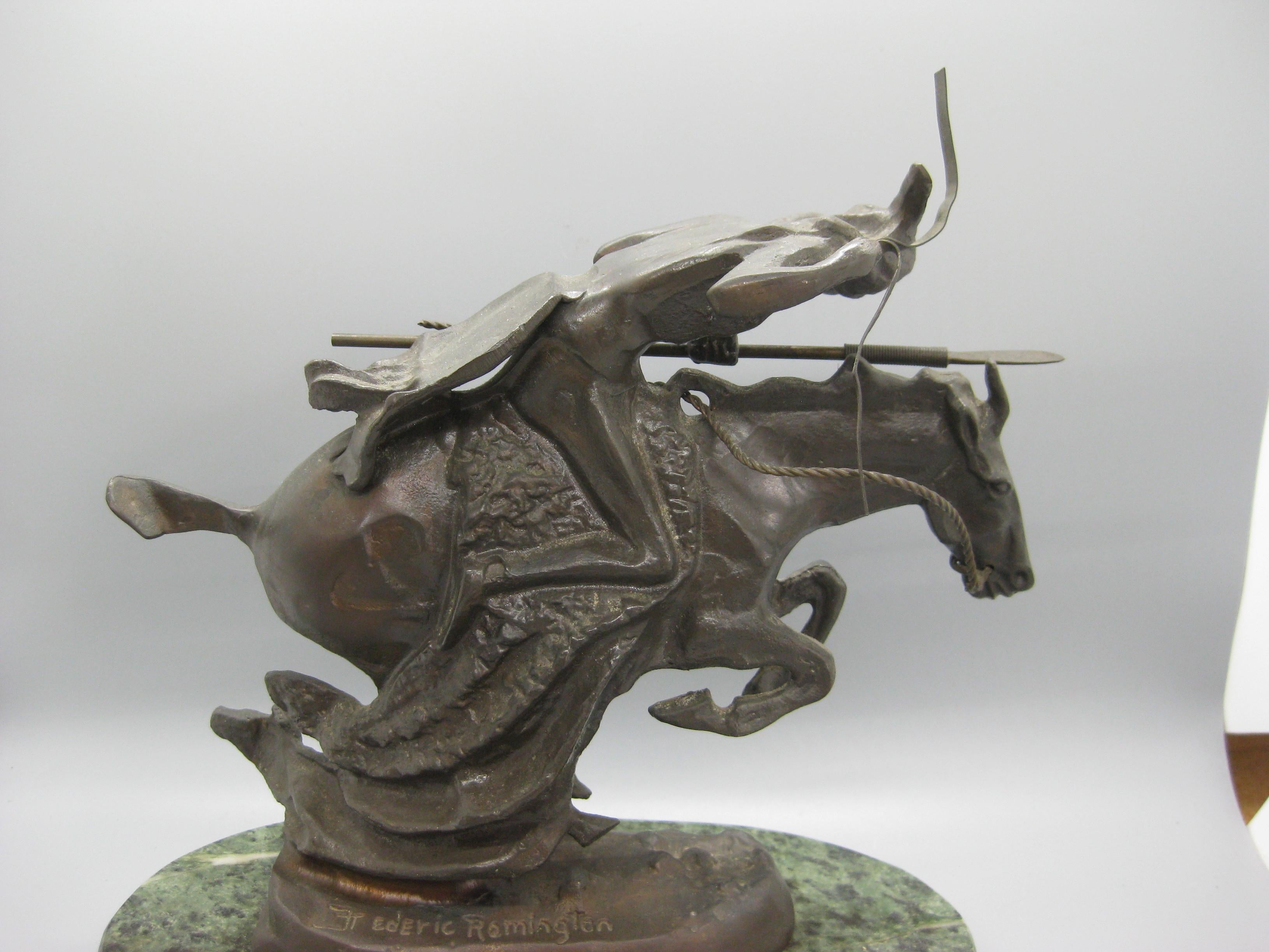 Frederic Remington Restrike Bronze Cheyenne Indian Warrior Sculpture Statue 2