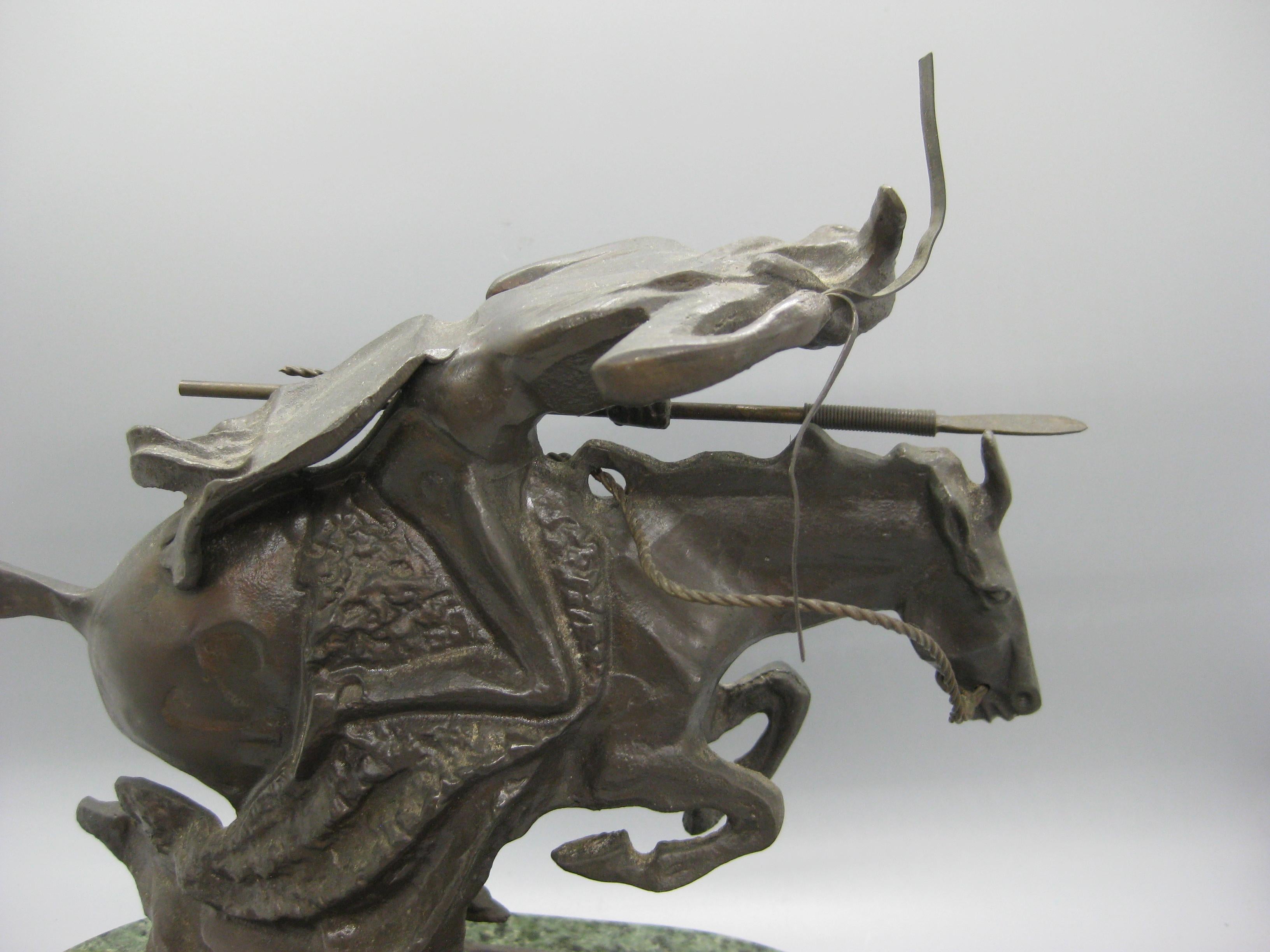 Frederic Remington Restrike Bronze Cheyenne Indian Warrior Sculpture Statue 4