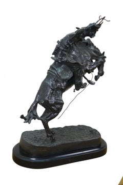 Frederic Remington Roman Bronze Works Bronco Buster Cowboy Sculpture Statue 23"