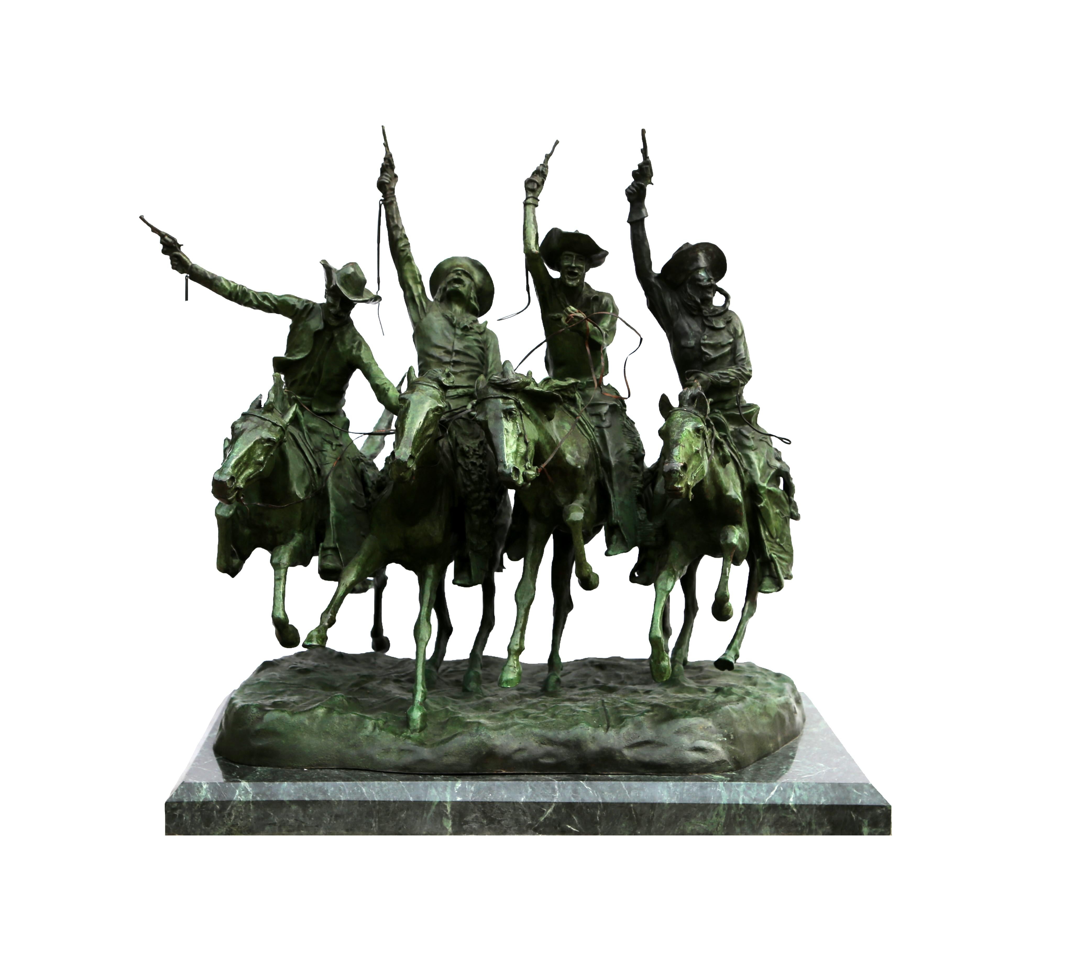 Frederic Remington Figurative Sculpture - Coming Through The Rye