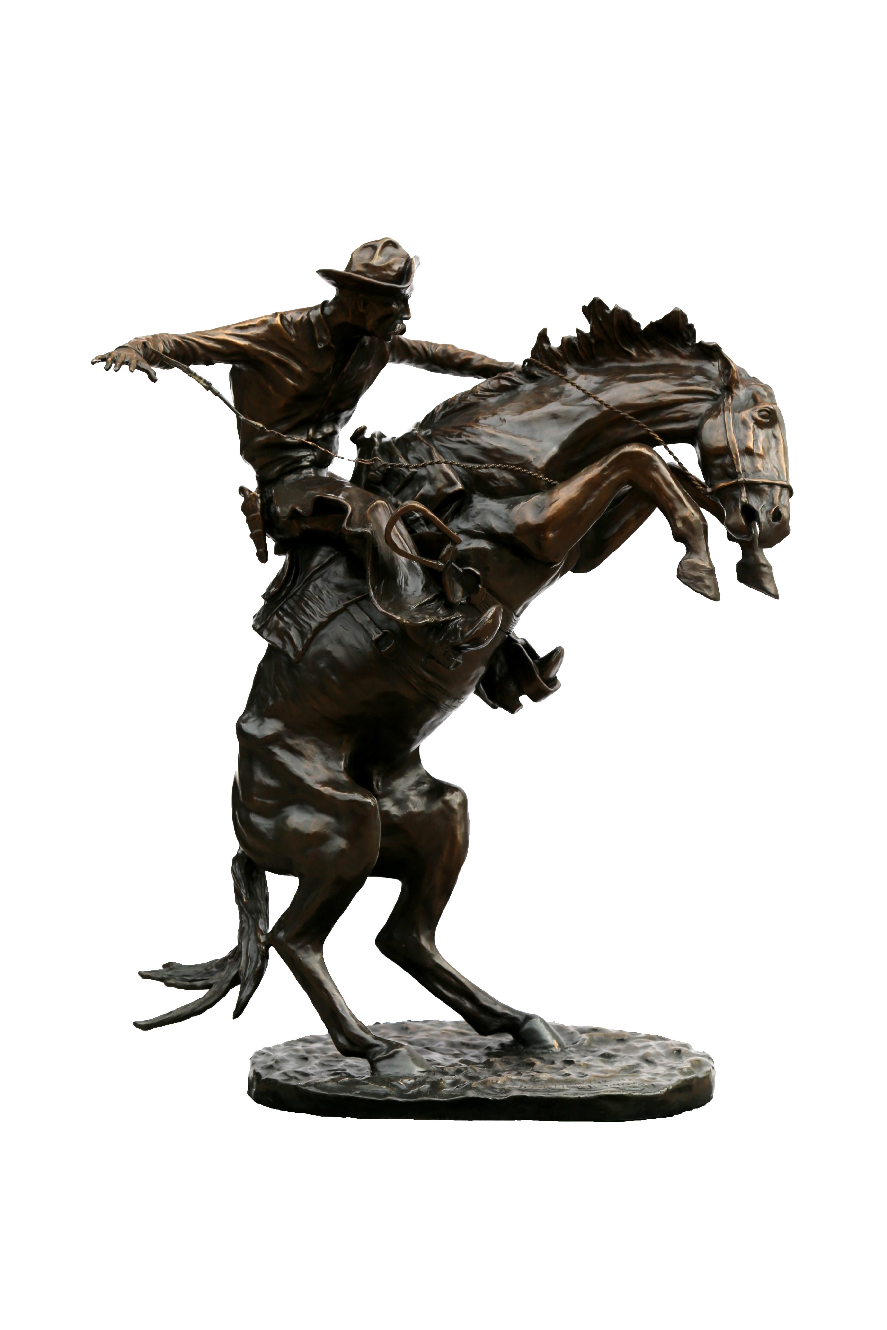 Frederic Remington Figurative Sculpture - Leading the Herd