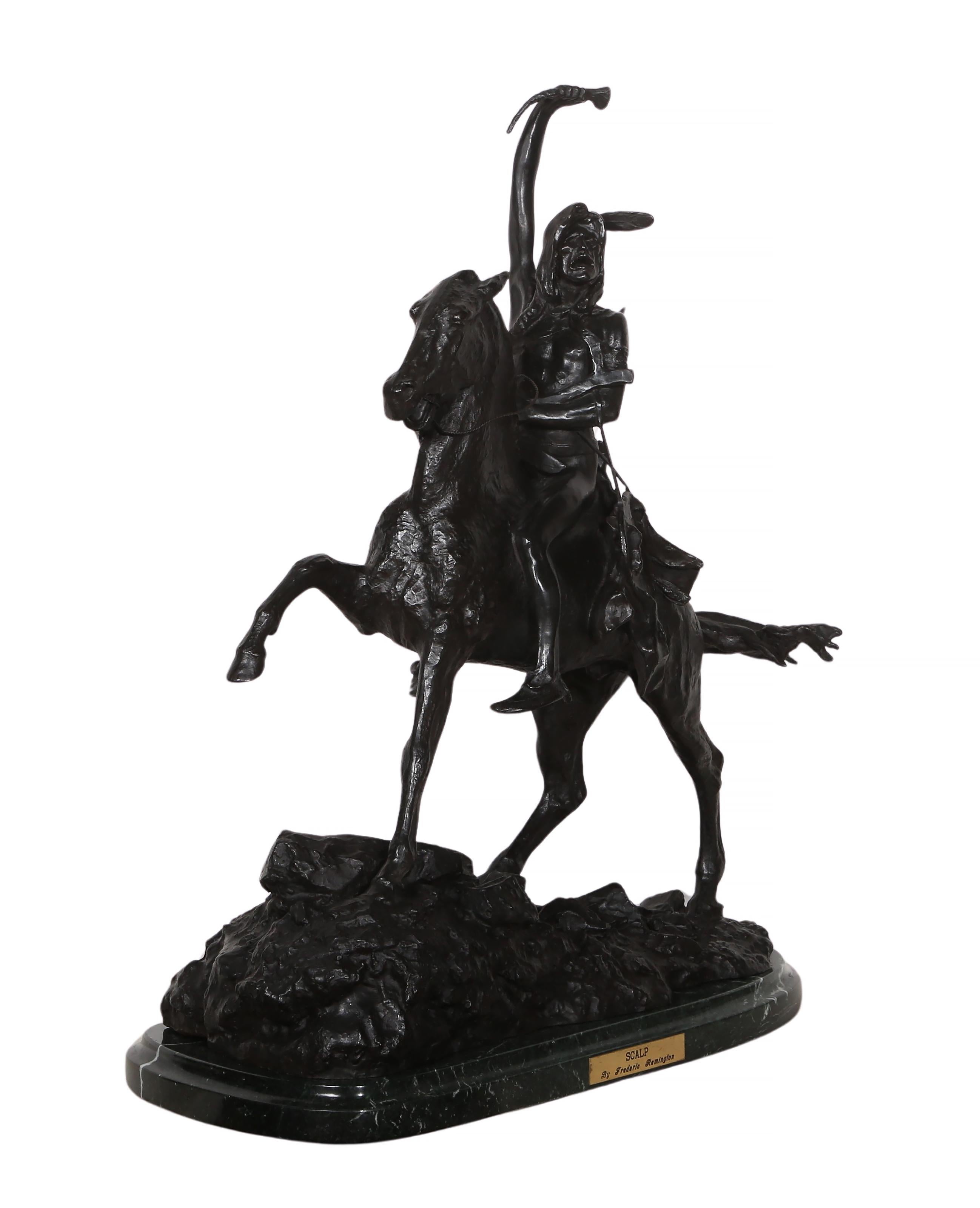 Il cuoio capelluto, scultura realista americana in bronzo (after) Frederic Remington in vendita 1
