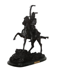 Il cuoio capelluto, scultura realista americana in bronzo (after) Frederic Remington