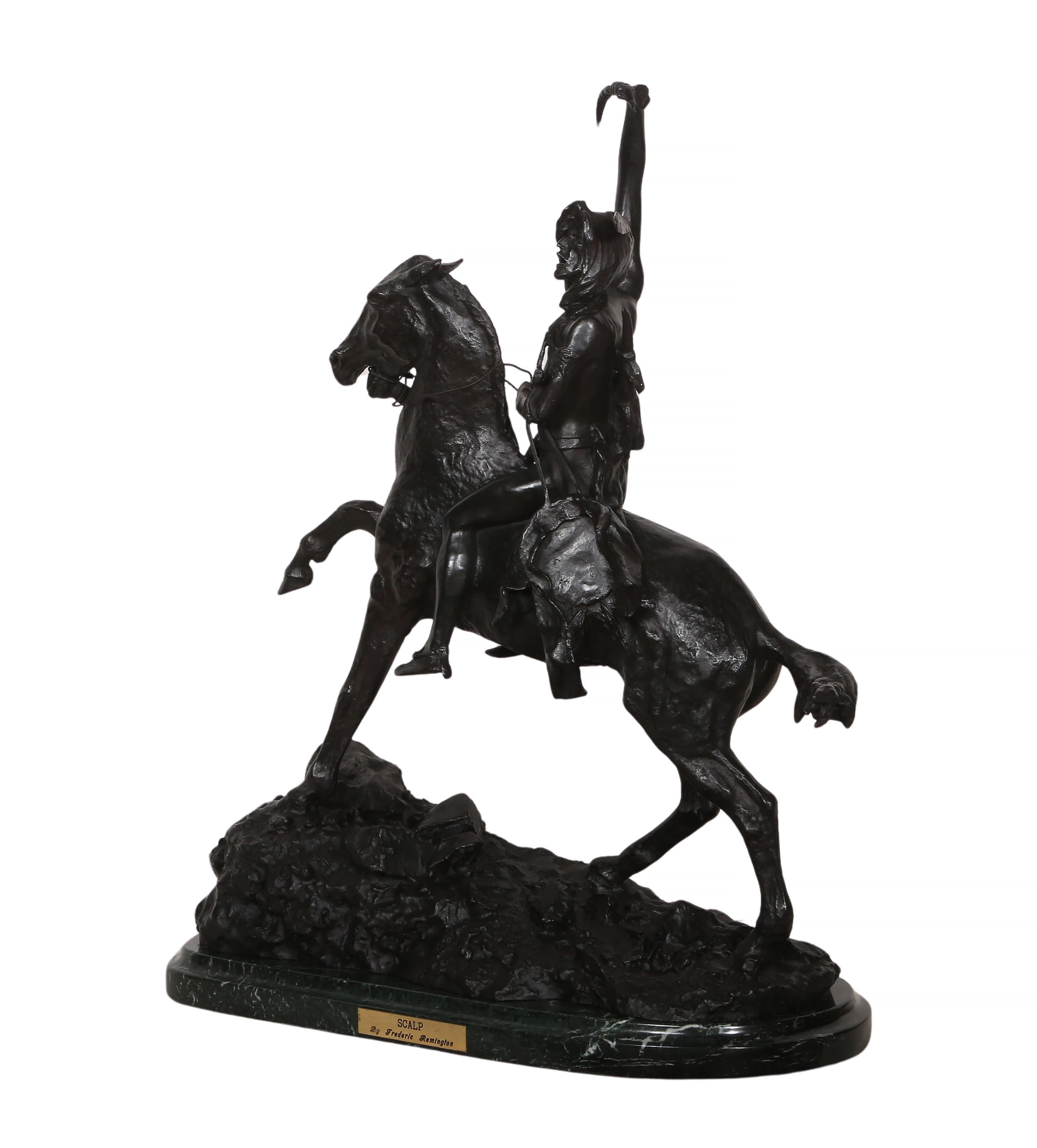 Il cuoio capelluto, scultura realista americana in bronzo (after) Frederic Remington in vendita 7