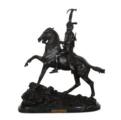 Il cuoio capelluto, scultura realista americana in bronzo (after) Frederic Remington
