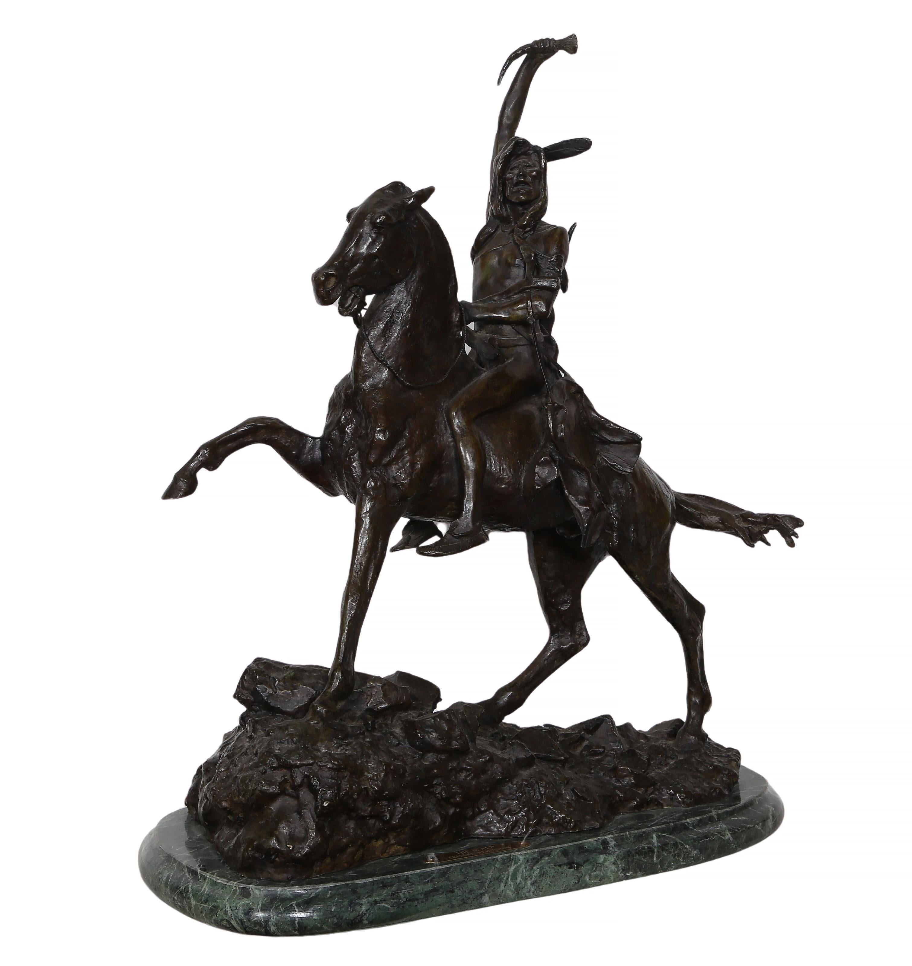 El cuero cabelludo, escultura realista americana de bronce (after) Frederic Remington 1
