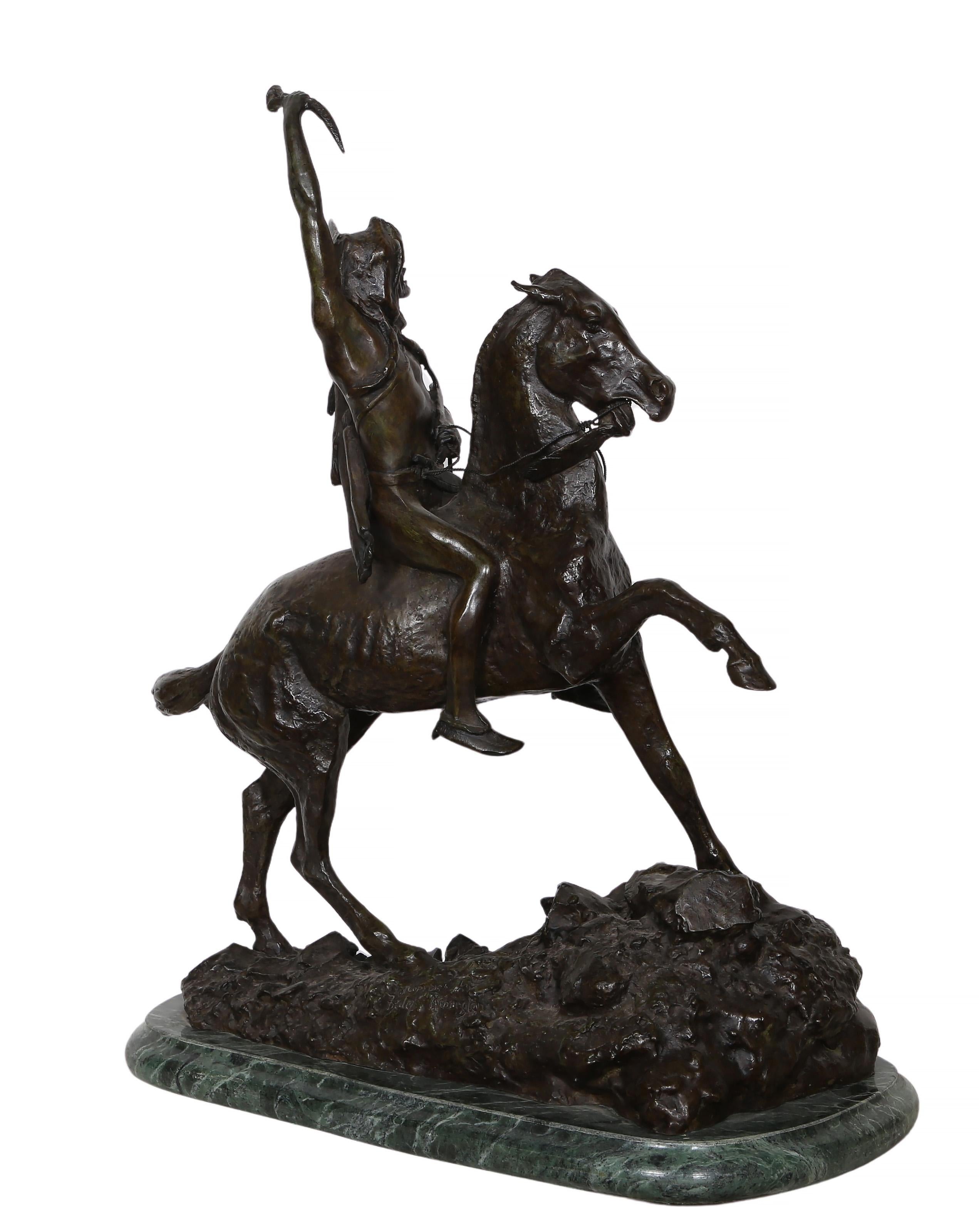 El cuero cabelludo, escultura realista americana de bronce (after) Frederic Remington 3