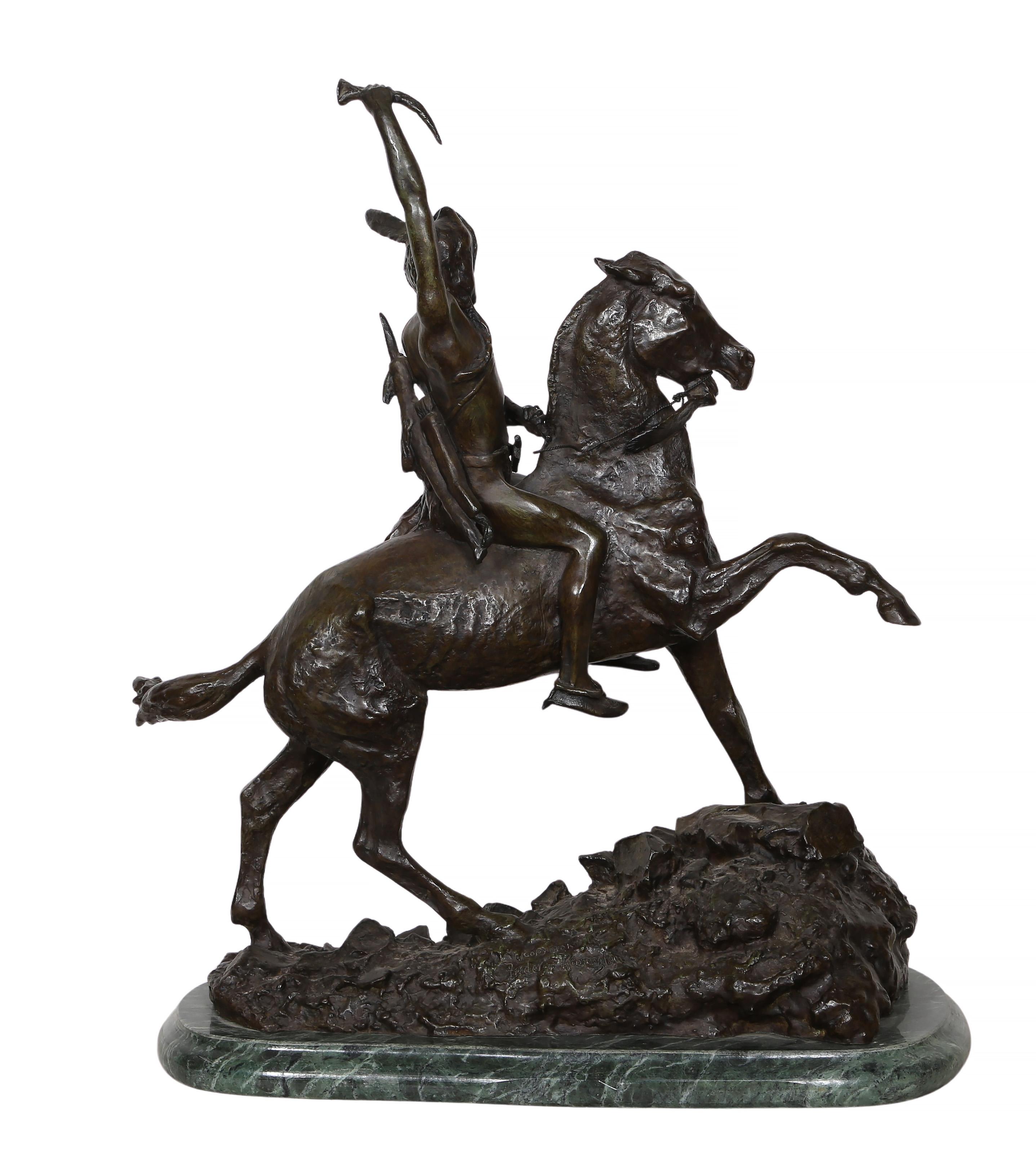 El cuero cabelludo, escultura realista americana de bronce (after) Frederic Remington 4