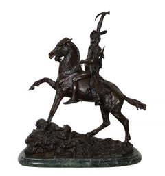 El cuero cabelludo, escultura realista americana de bronce (after) Frederic Remington