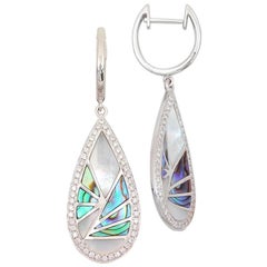 Frederic Sage 0.34 Carat Abalone and Diamond Drop Earrings