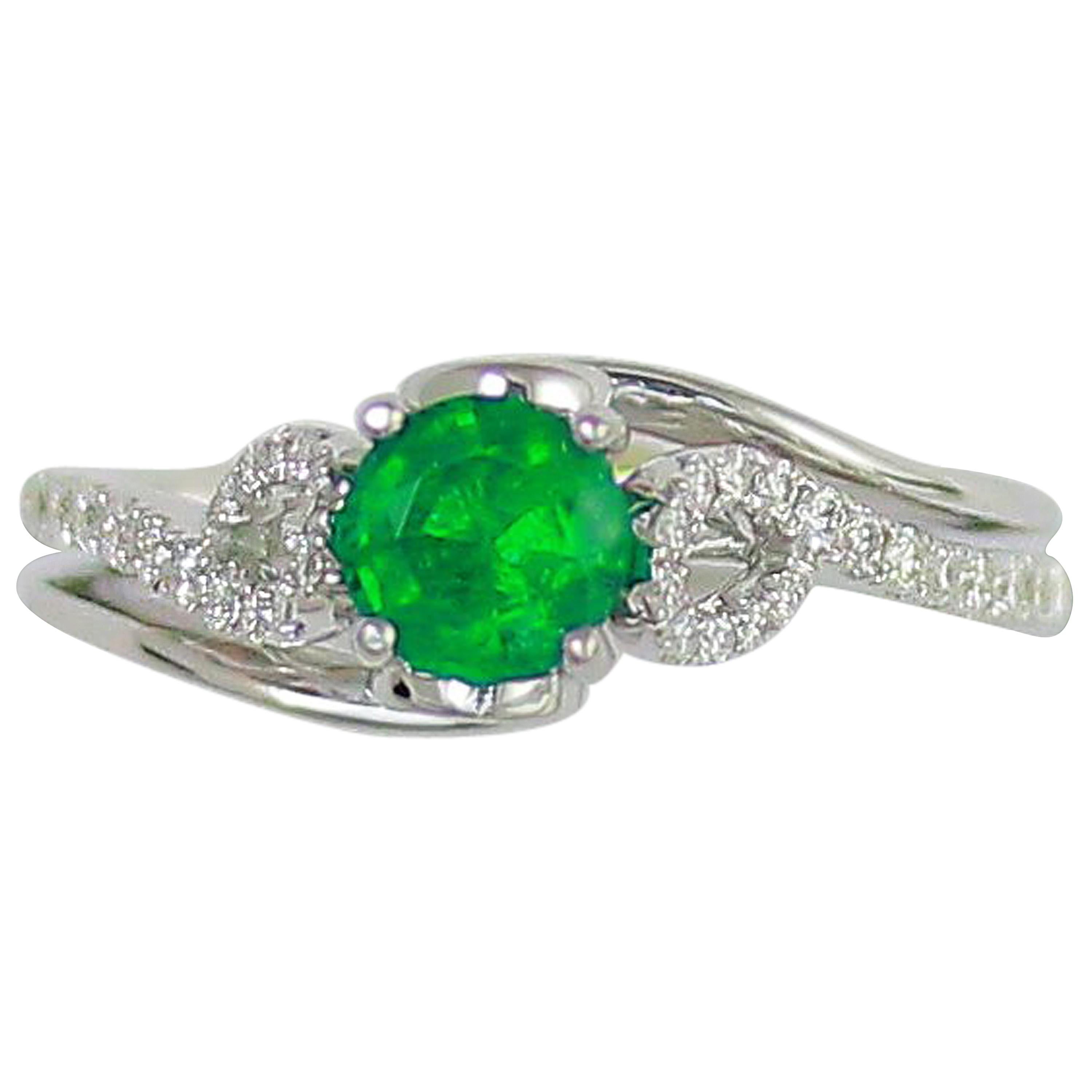 Frederic Sage 0.71 Carat Emerald Diamond Ring For Sale