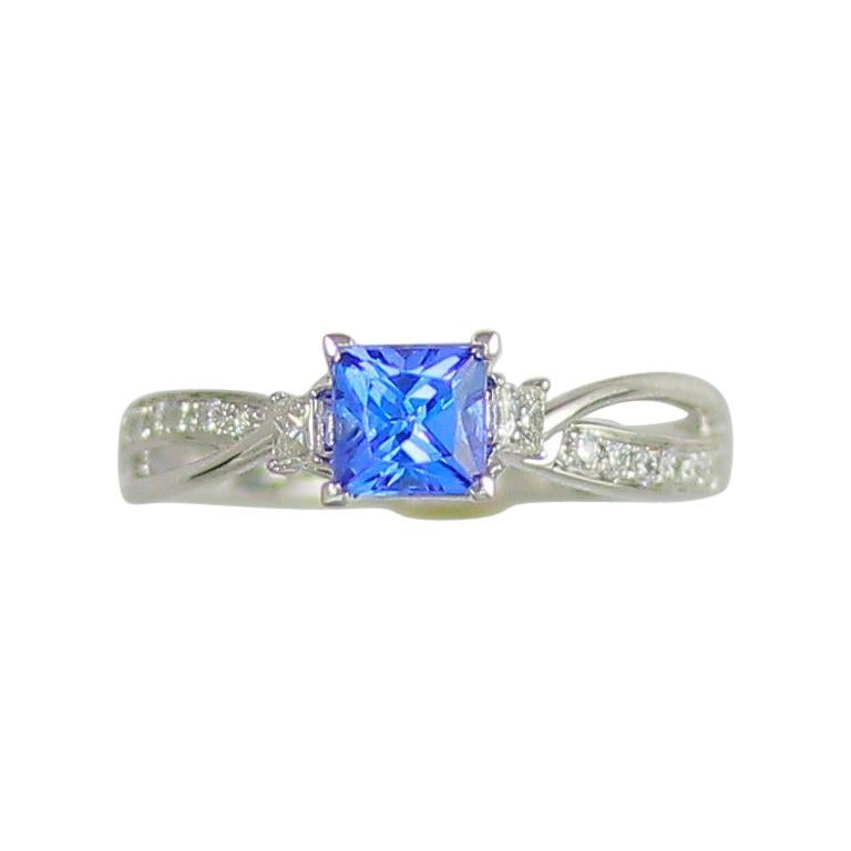 Frederic Sage 0.76 Carat Tanzanite Diamond Engagement Bridal Cocktail Ring For Sale