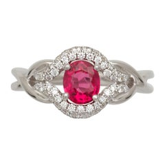 Frederic Sage 0.83 Carat Red Spinel Diamond Cocktail Bridal Engagement Ring