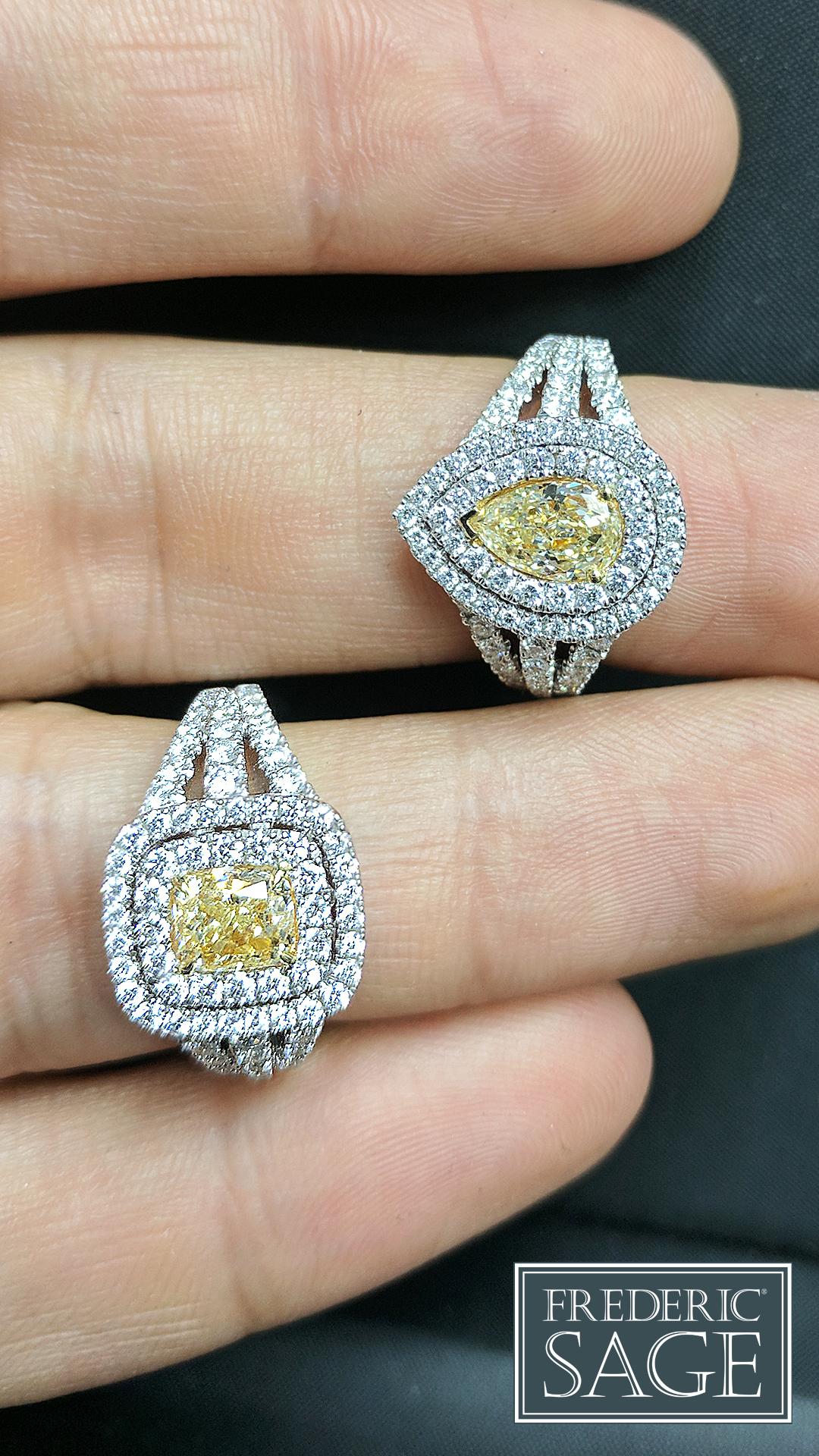 Women's or Men's Frederic Sage 1.02 Carat Yellow Diamond Engagement Cocktail Ring For Sale