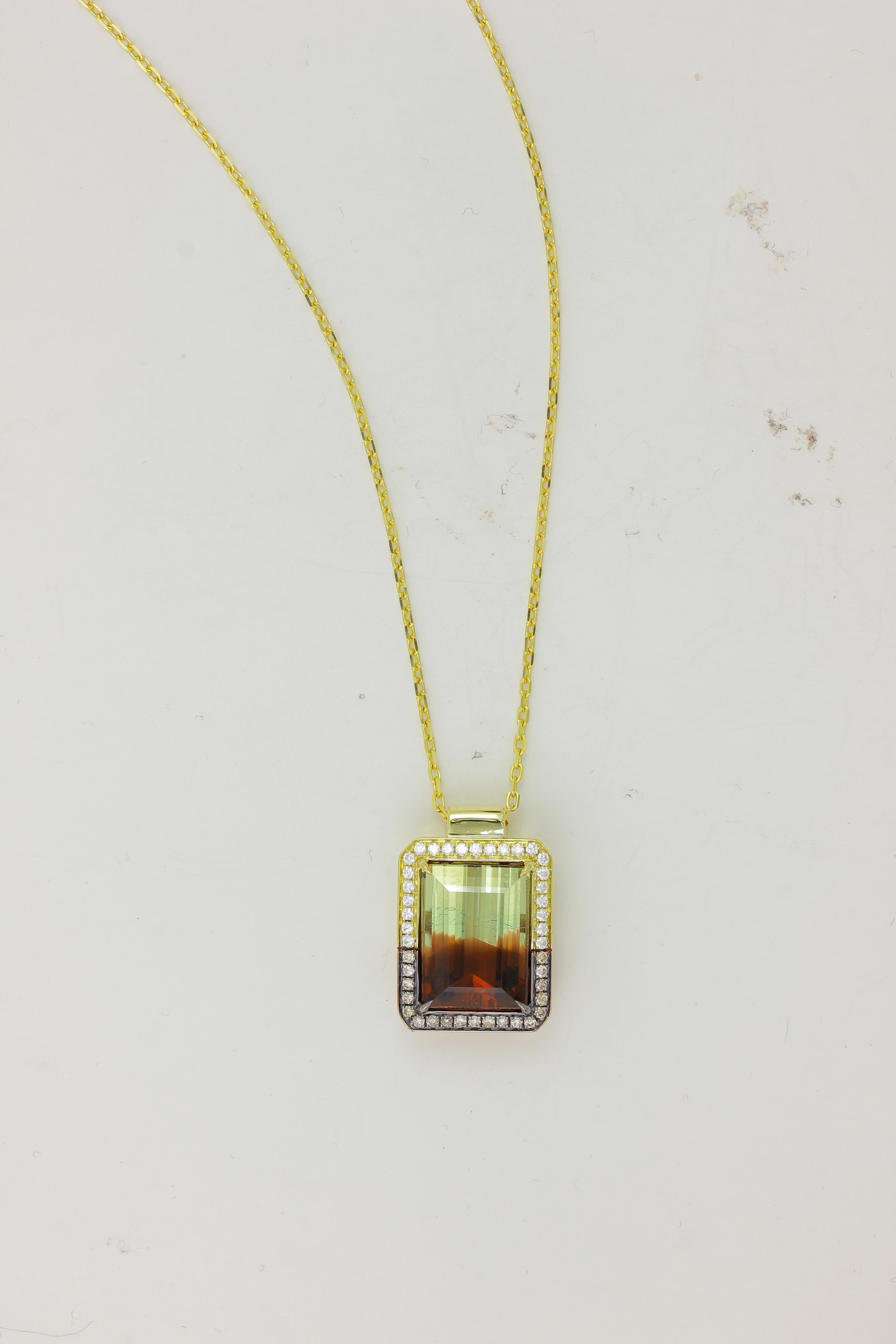 Frederic Sage 10.39 Carat Bicolor Tourmaline Pendant In New Condition In New York, NY