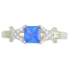 Frederic Sage 1.22 Carat Sapphire White Diamond Engagement Bridal Cocktail Ring