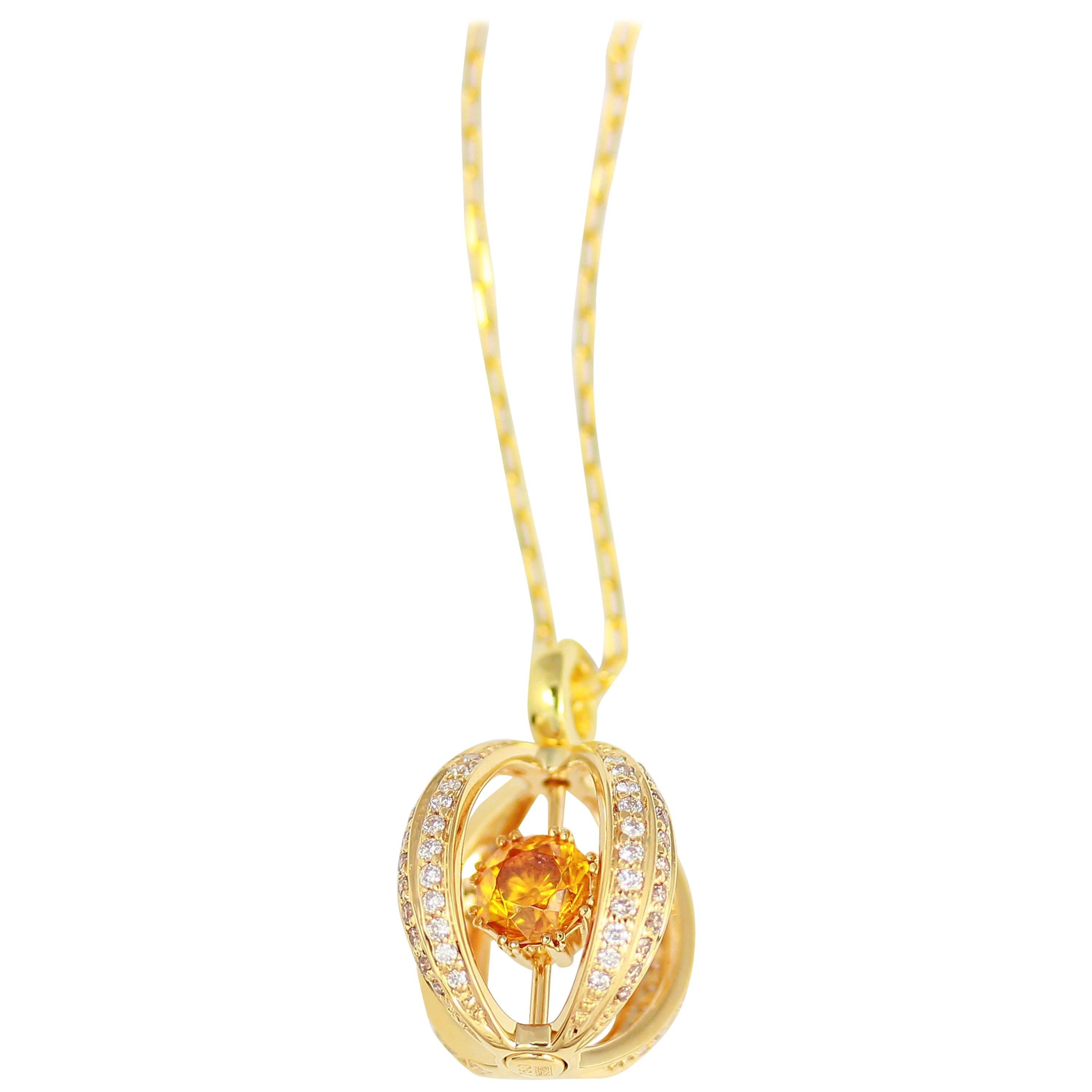 Frederic Sage 1.32 CT Sphalerite & Diamond Pendant Necklace  For Sale