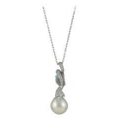 Frederic Sage 1.33 Opal and Pearl One of Kind Pendant Necklace with Chain