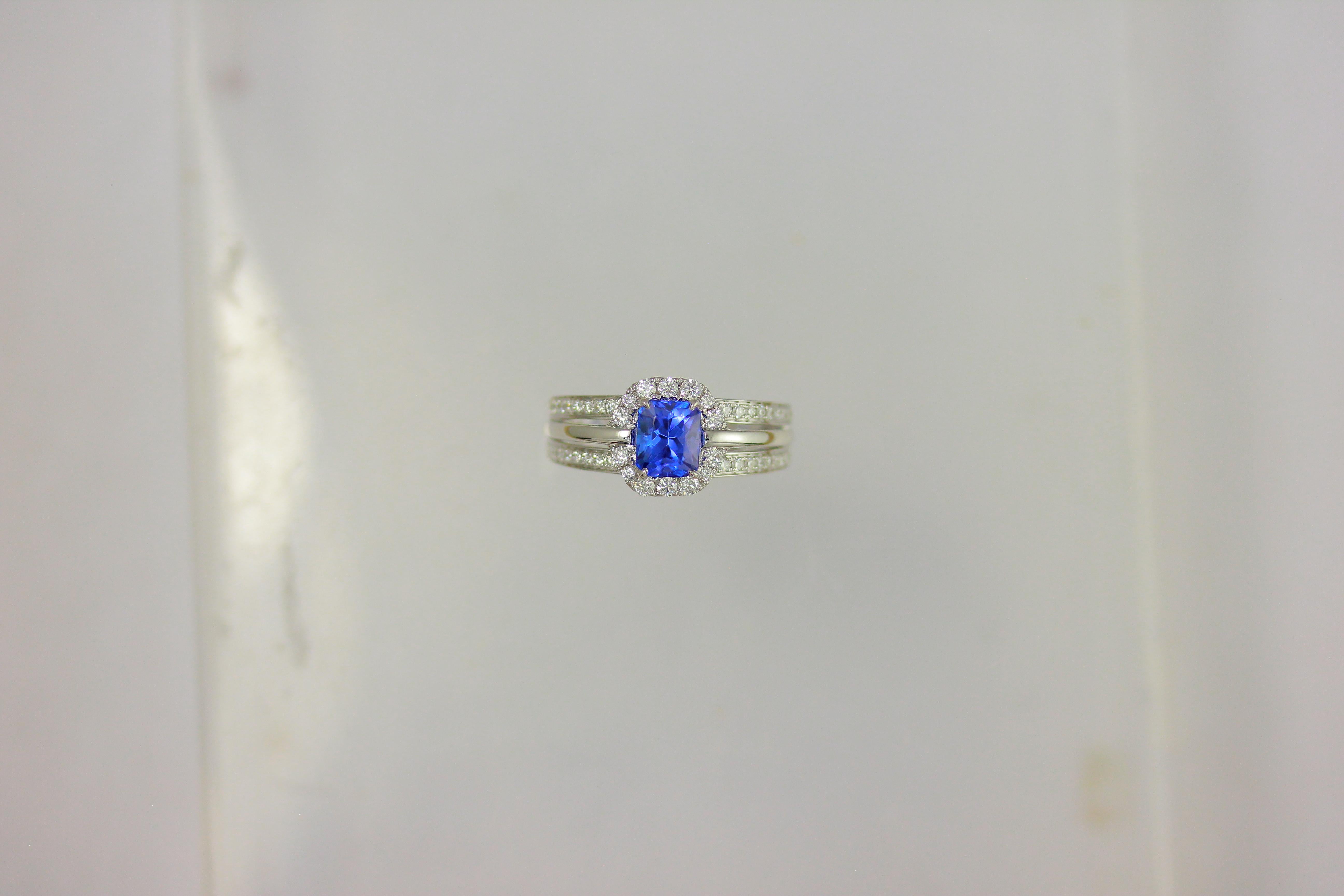Frederic Sage 1.35 Carat Tanzanite Diamond Bridal Engagement Cocktail Ring For Sale 1