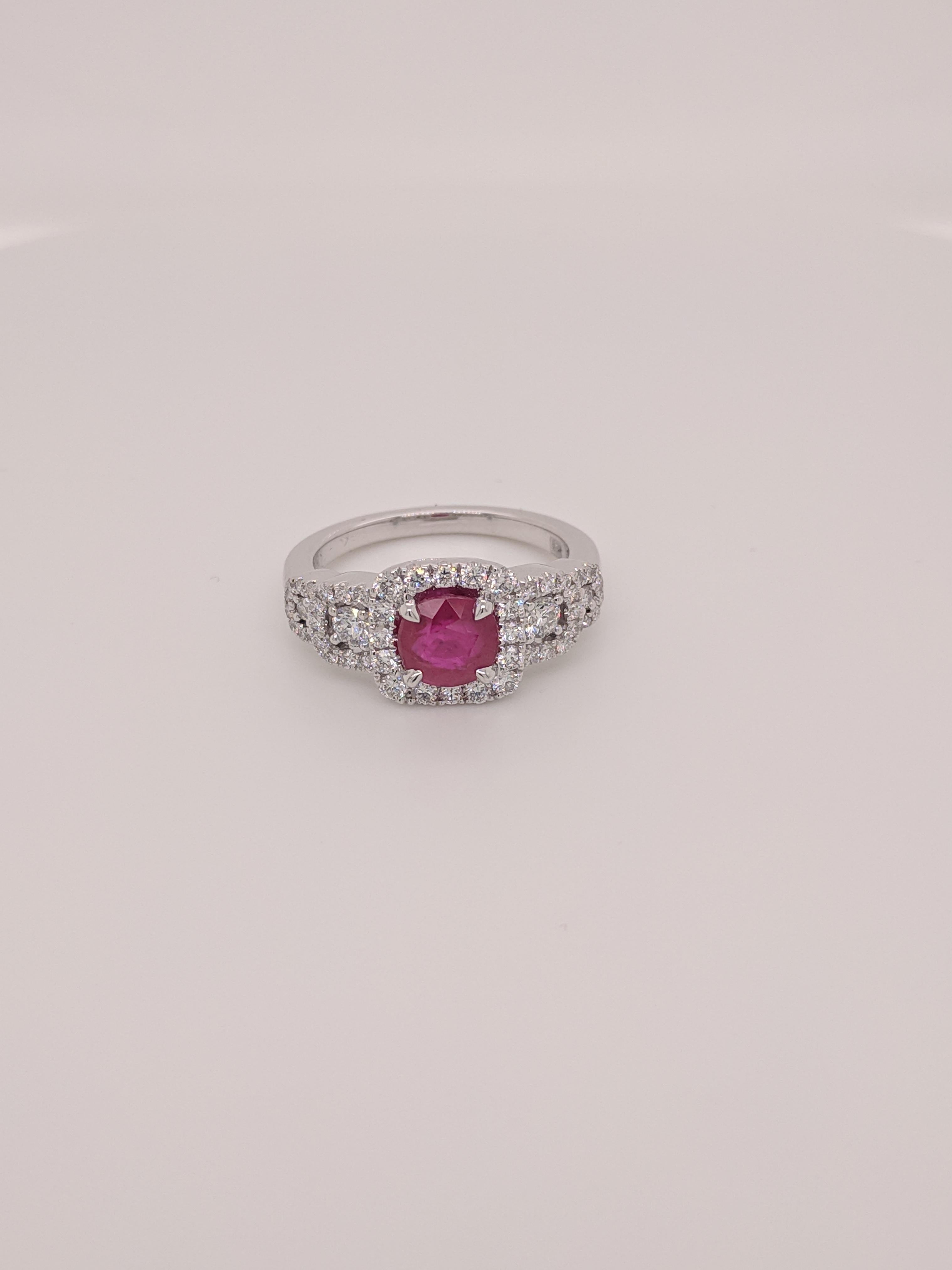 Frederic Sage 1.38 Carat Ruby and Diamond Ring In New Condition For Sale In New York, NY