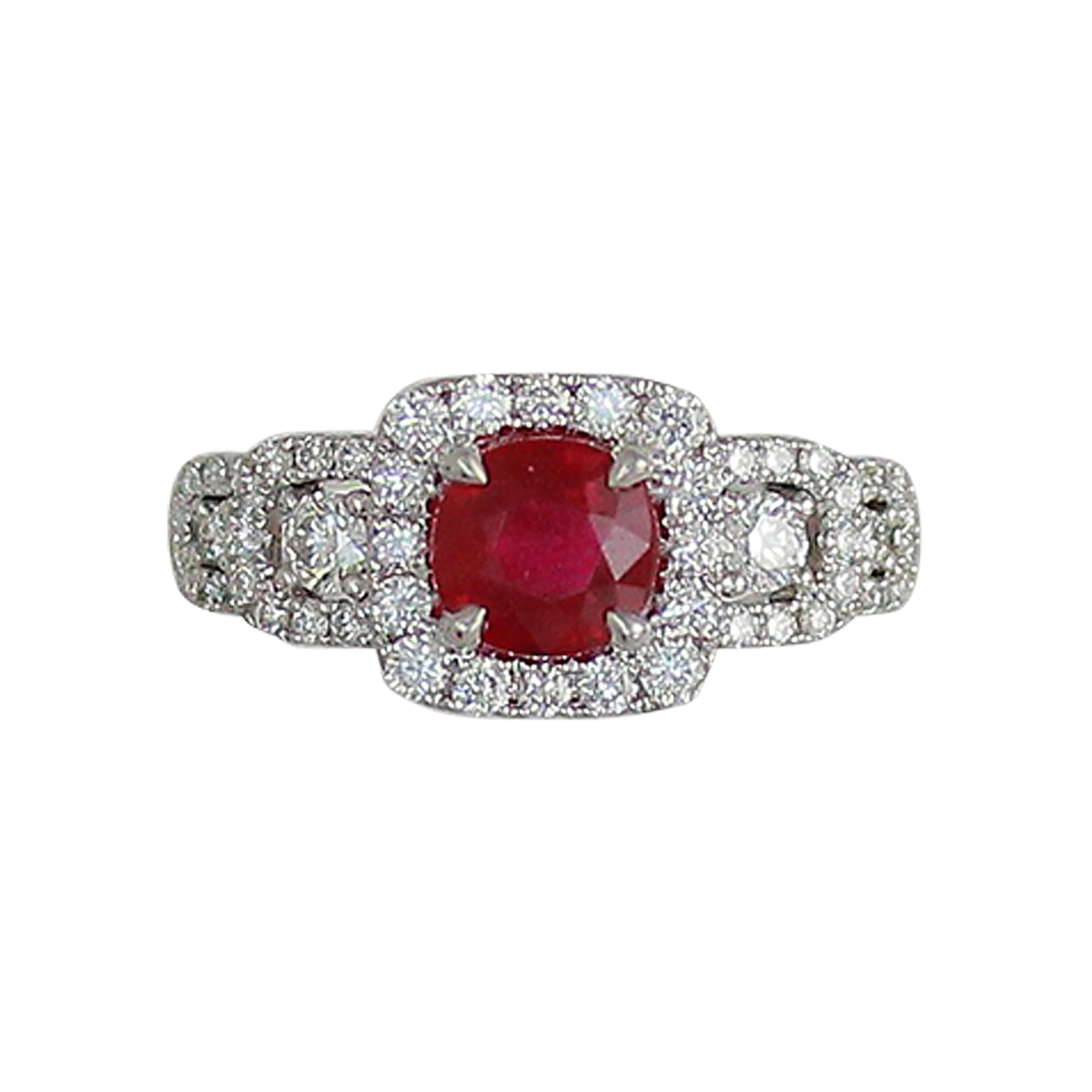 Frederic Sage 1.38 Carat Ruby and Diamond Ring For Sale