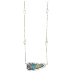 Frederic Sage 1.47 Carat Opal and Diamond One of Kind Pendant Necklace