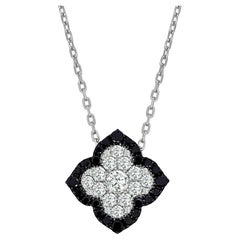 14k White Gold Large Fleur D’amour Black & White Diamond Pendant