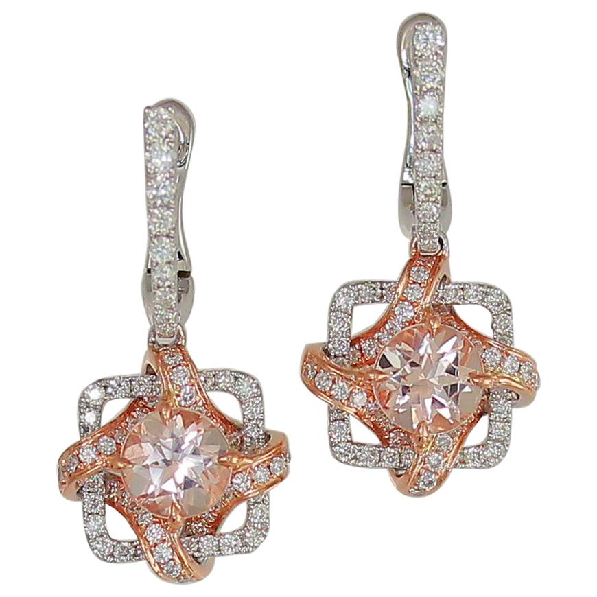 Frederic Sage 1.51 Carat Morganite and Diamond One of Kind Earrings