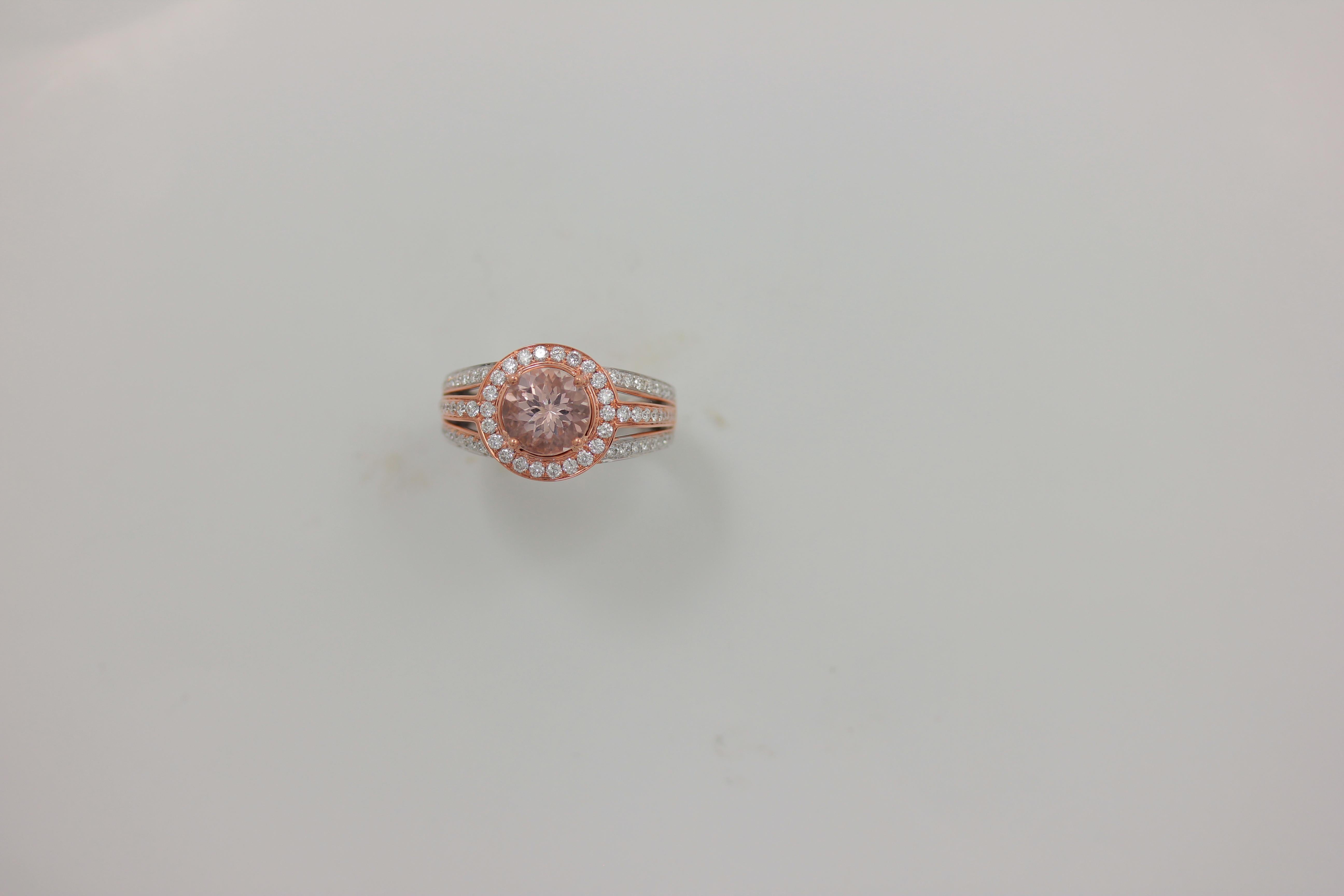 Frederic Sage 1.57 Carat Morganite and Diamond Pink/White Gold Ring For Sale 4