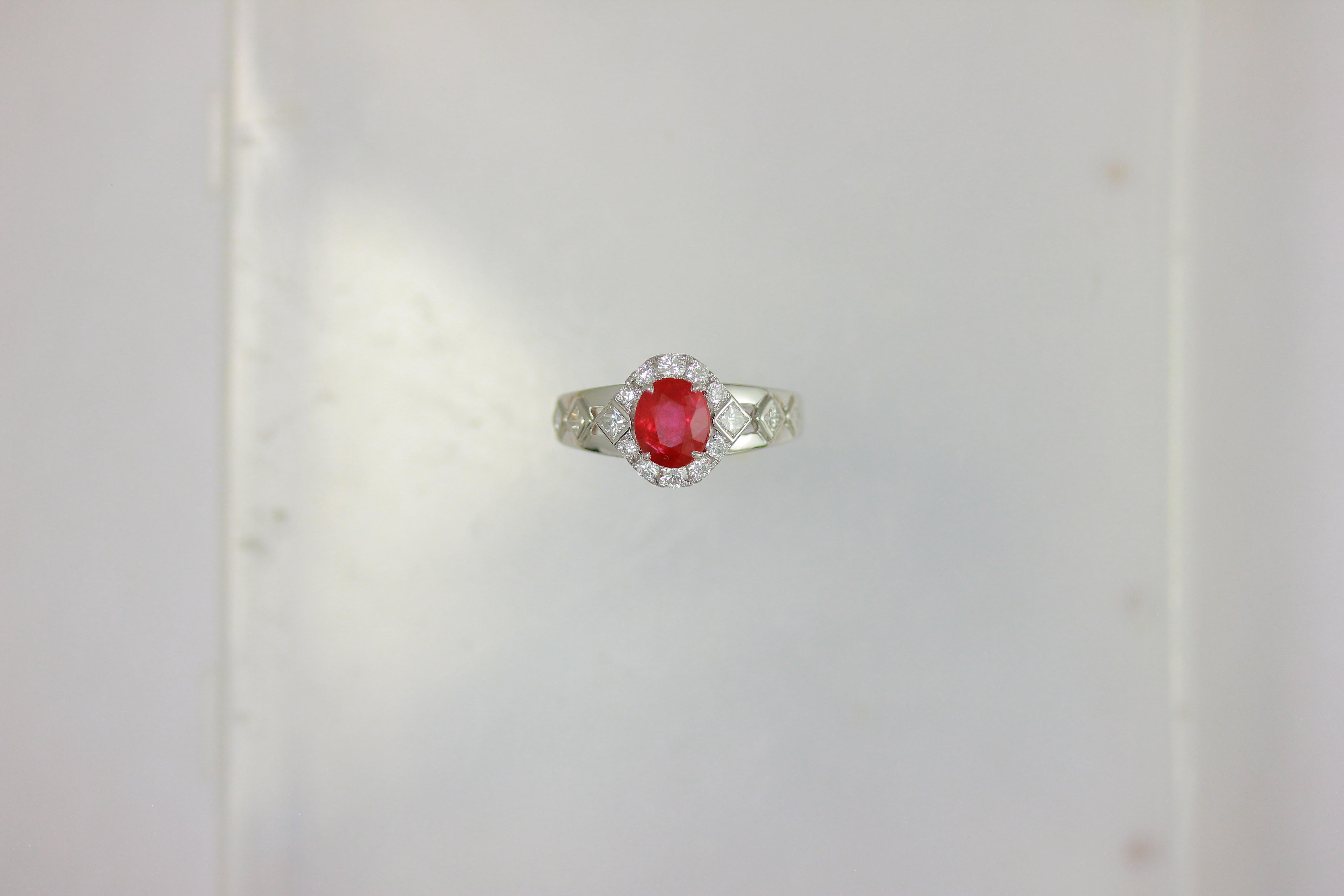 Women's Frederic Sage 1.63 Carat Ruby and Diamond Engagement Bridal Cocktail Ring For Sale