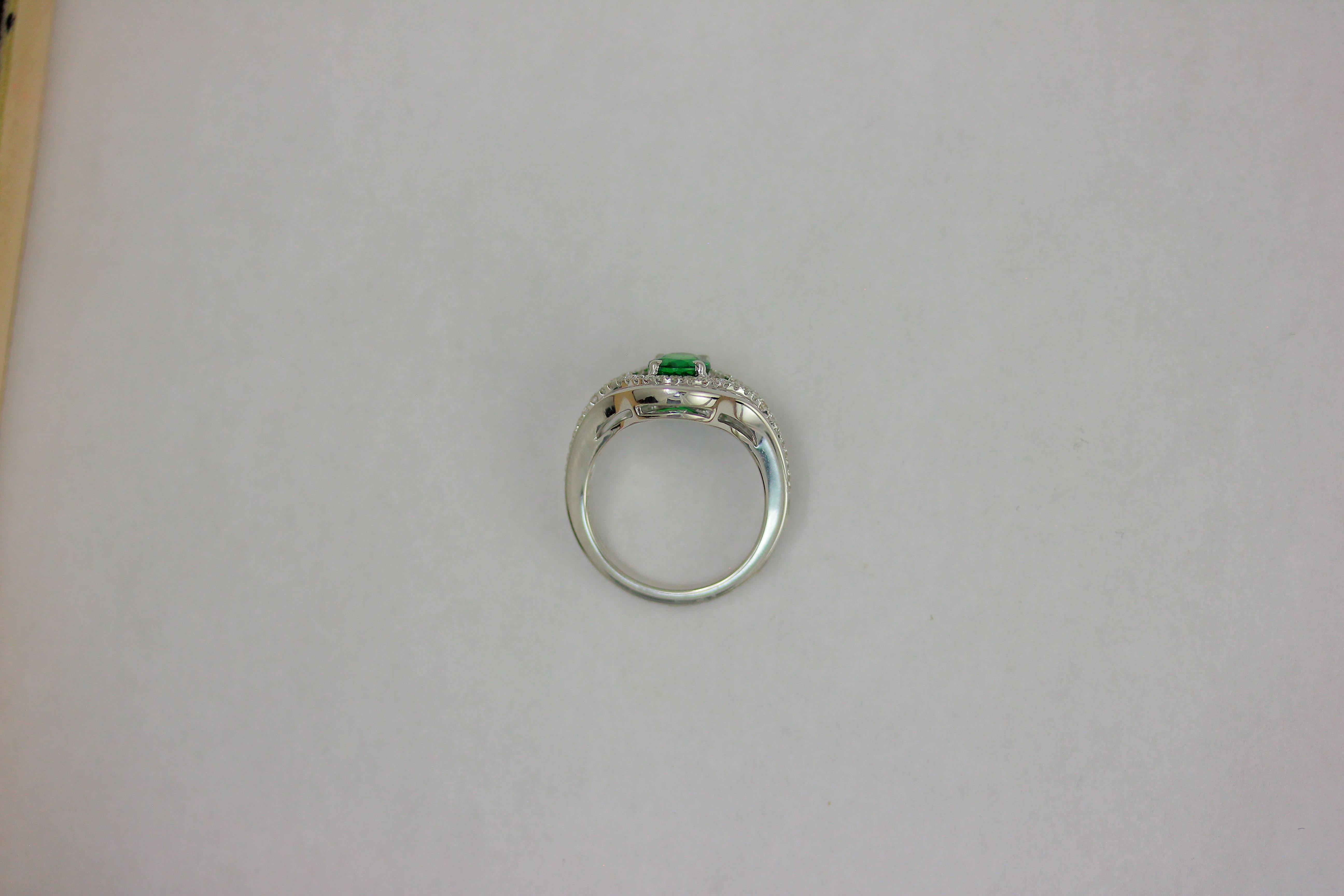 Contemporary Frederic Sage 1.63 Carat Tsavorite and White Diamond Engagement Cocktail Ring For Sale
