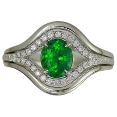 Frederic Sage 1.63 Carat Tsavorite and White Diamond Engagement Cocktail Ring