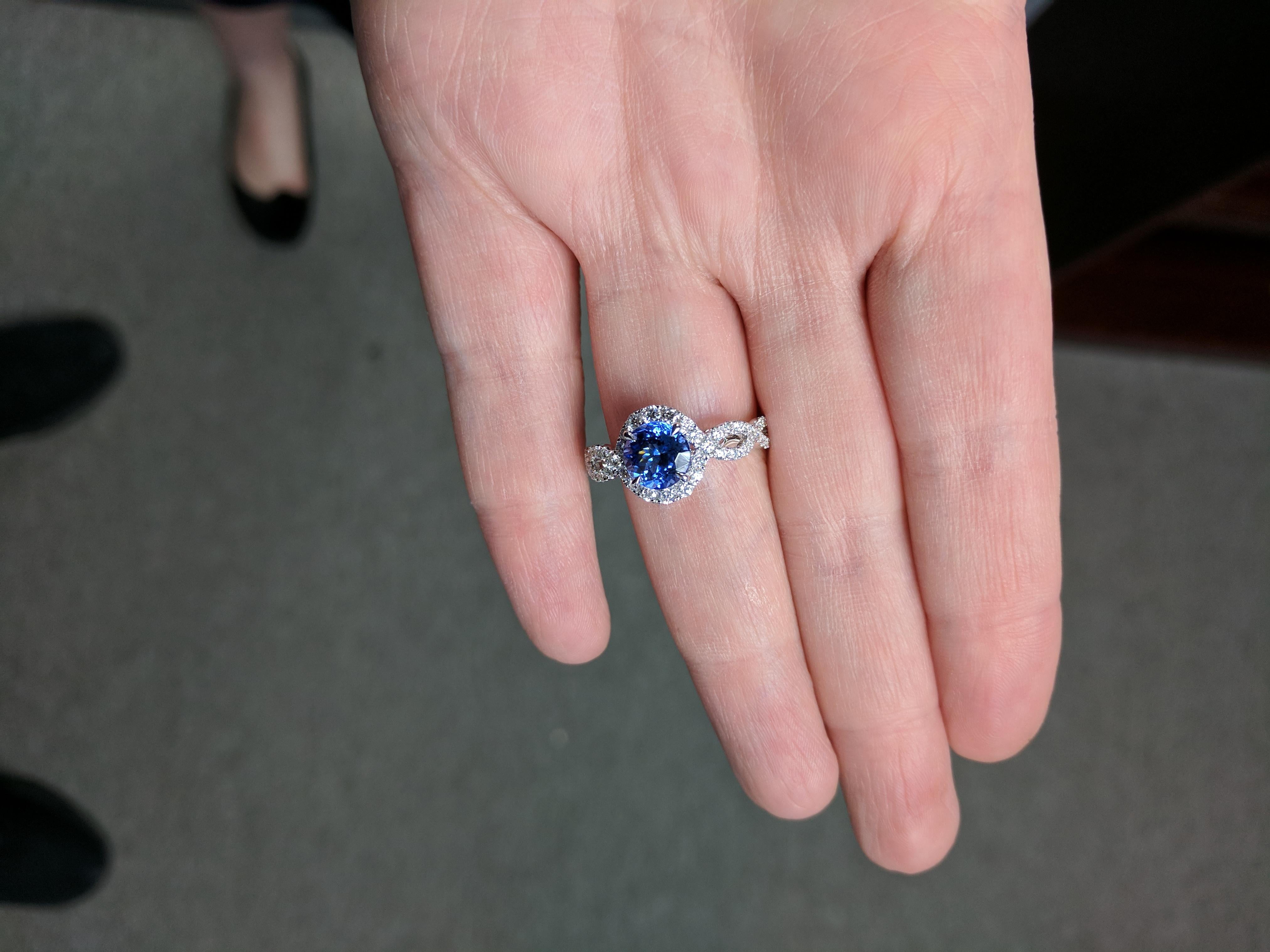 Women's Frederic Sage 1.64 Carat Tanzanite White Diamond Engagement Bridal Cocktail Ring For Sale