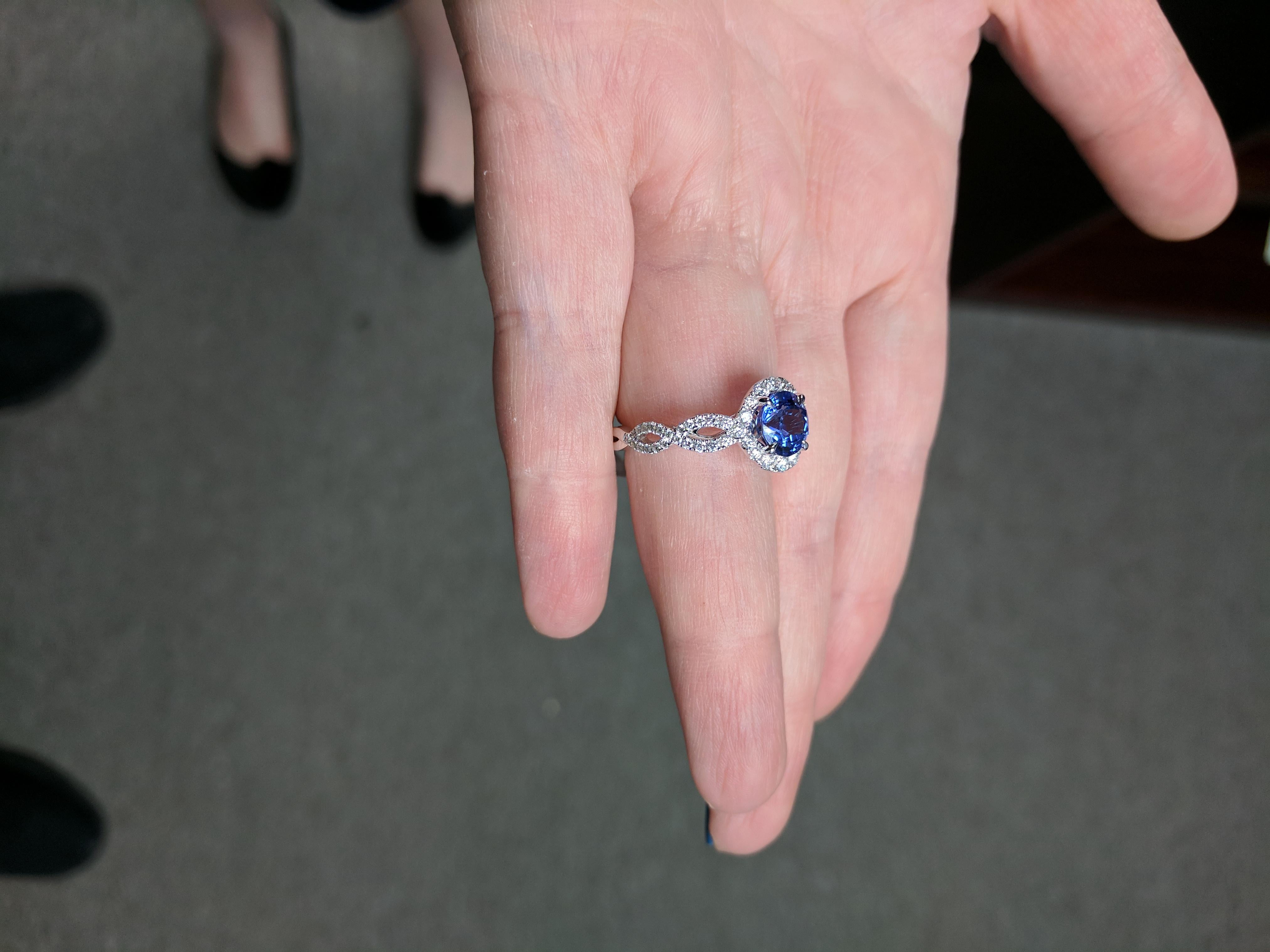Frederic Sage 1.64 Carat Tanzanite White Diamond Engagement Bridal Cocktail Ring For Sale 1