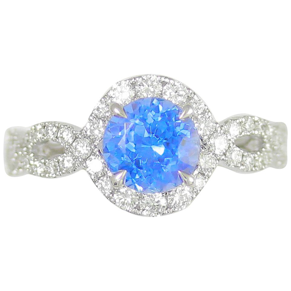 Frederic Sage 1.64 Carat Tanzanite White Diamond Engagement Bridal Cocktail Ring For Sale