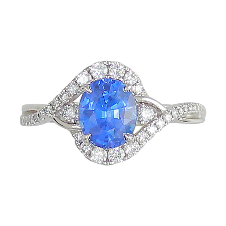 Frederic Sage 1.72 Carat Sapphire and Diamond Platinum Engagement Bridal Ring For Sale