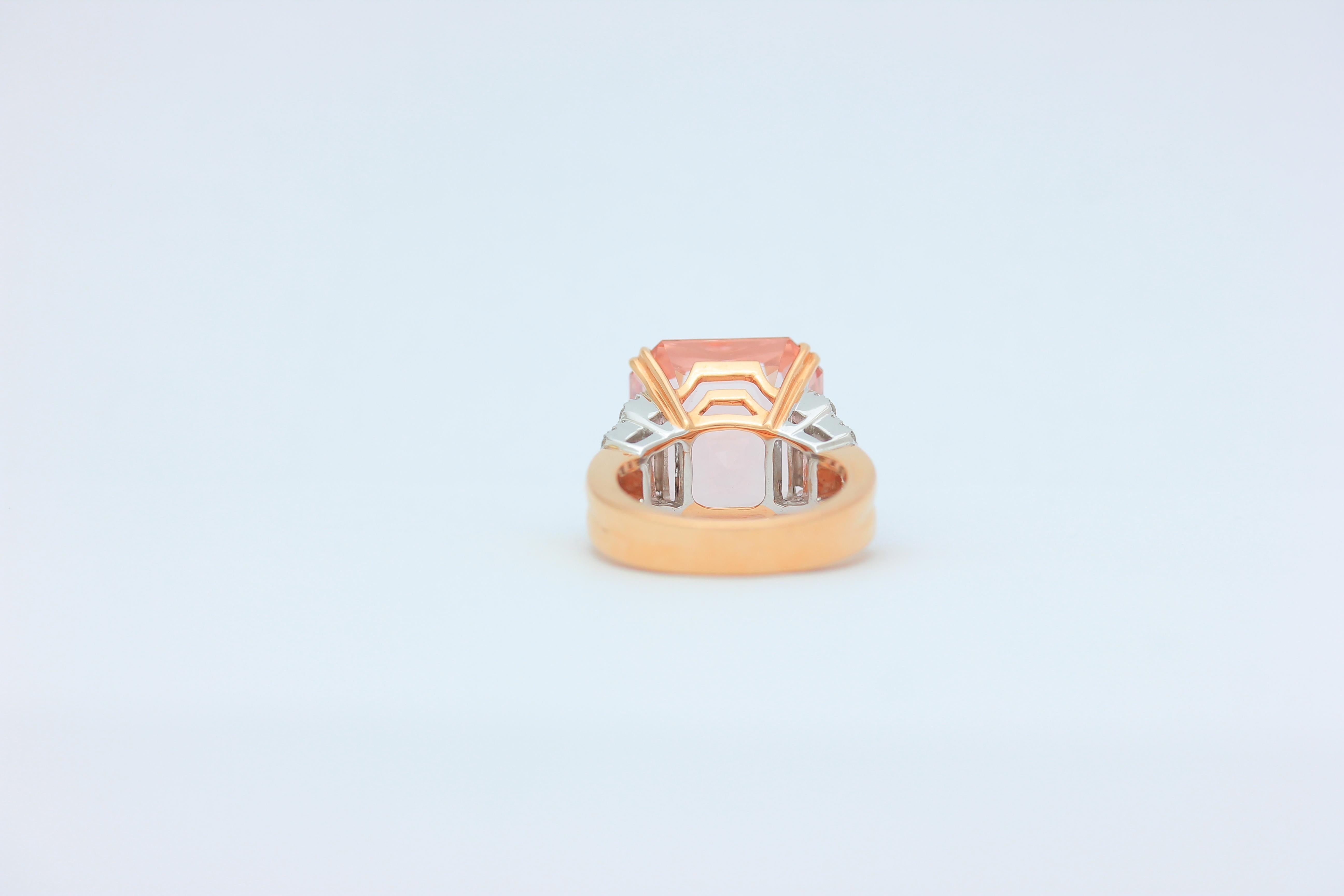 Frederic Sage 17.24 Carat Morganite Diamond Pink Gold Cocktail Ring In New Condition For Sale In New York, NY