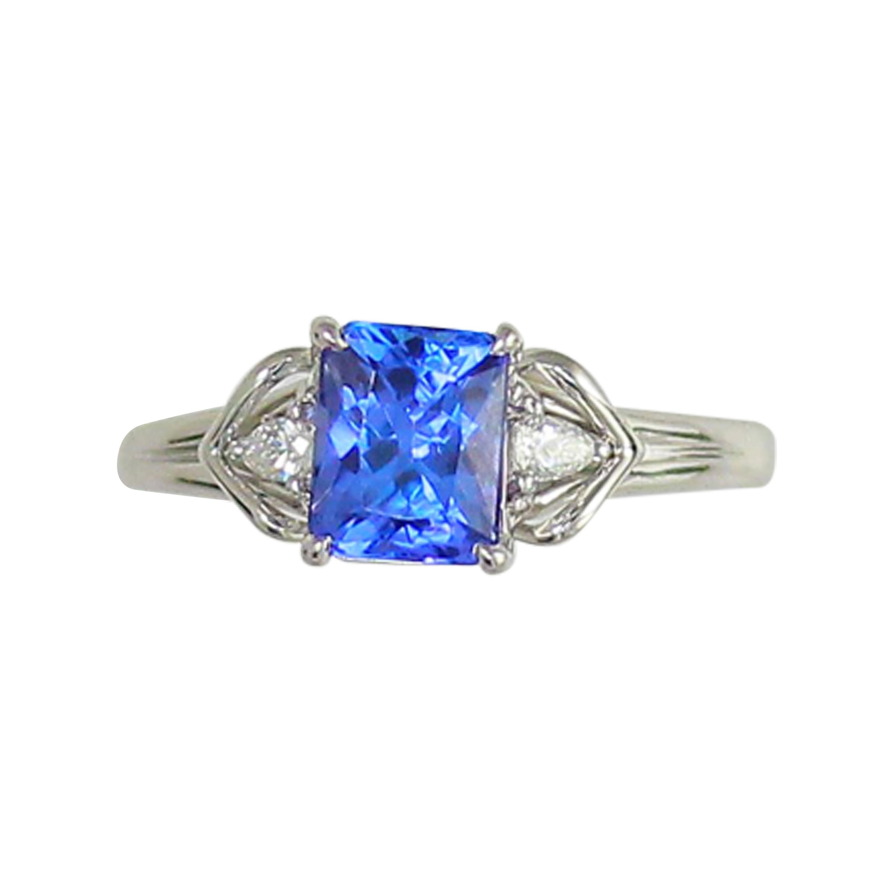 Frederic Sage 1.73 Carat Tanzanite and Diamond Bridal Engagement Cocktail Ring For Sale