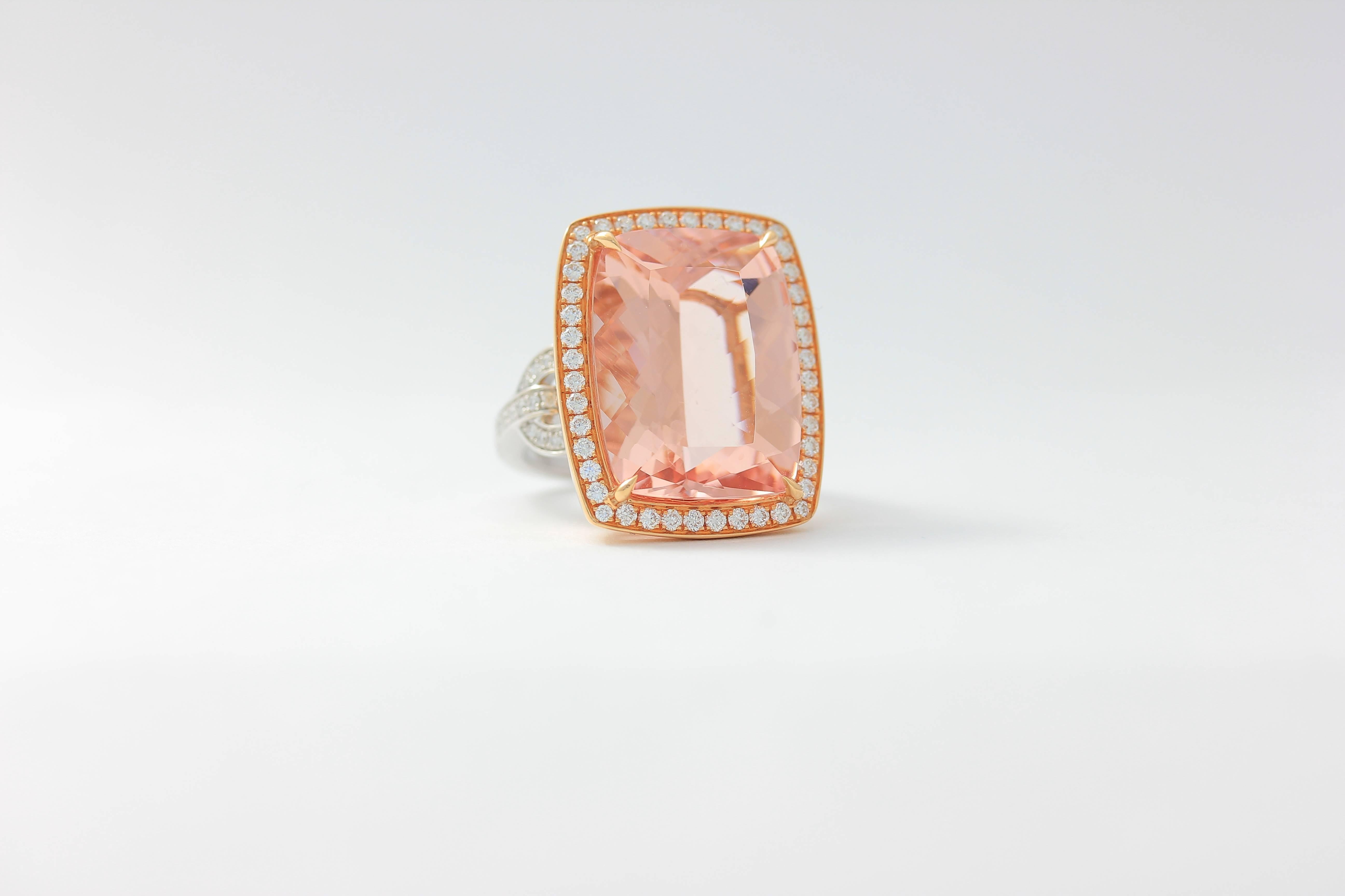 Contemporary Frederic Sage 18.13 Carat Morganite Diamond Ring For Sale